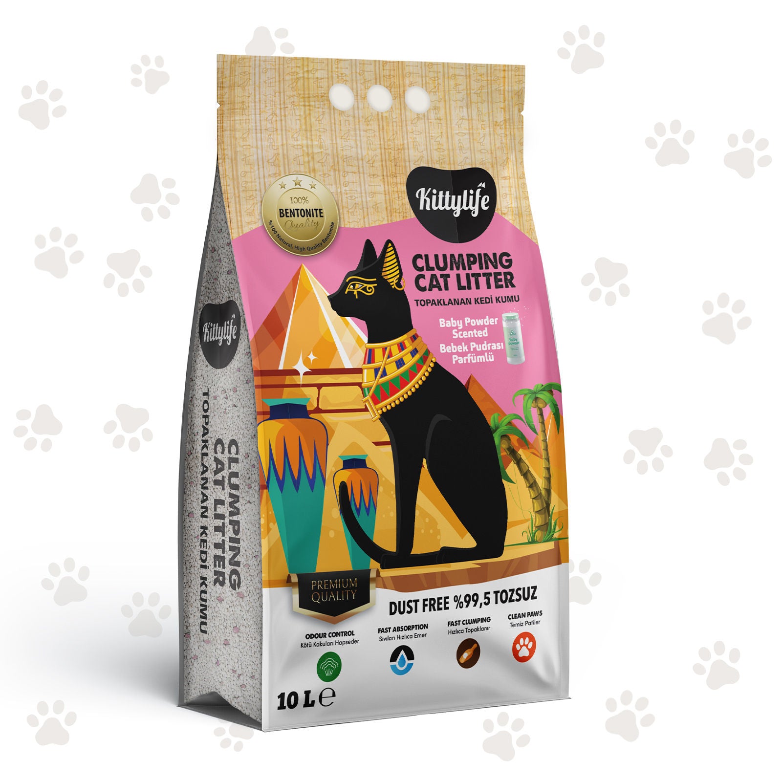 KittyLife Premium Clumping Cat Litter, Baby Powder Scent, Ultra Absorbent, Odor Control, 99.9% Dust-Free, 10L