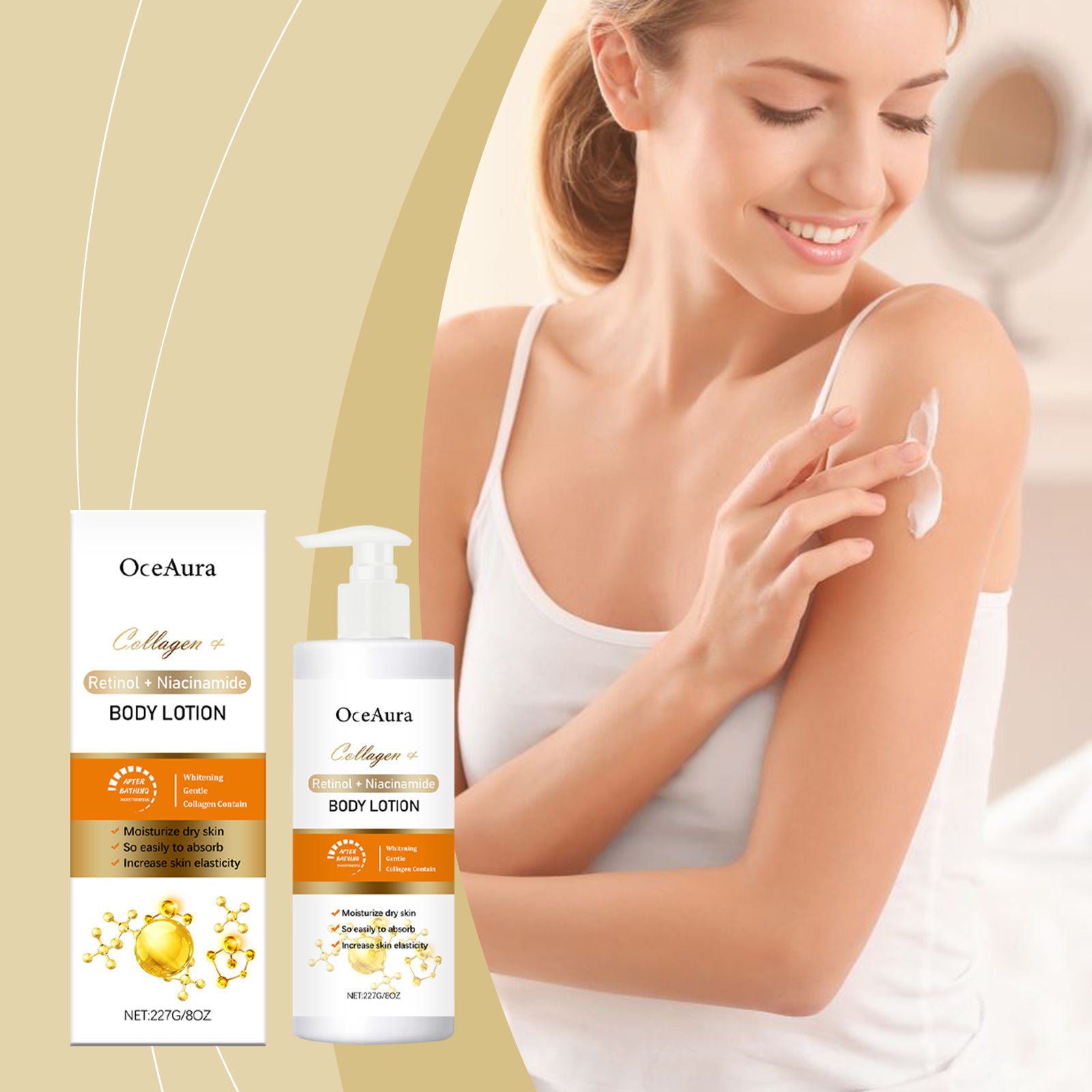 Collagen Body Cream, Hydrating, Firming, Moisturizing, Glow, Skin Care ,227g