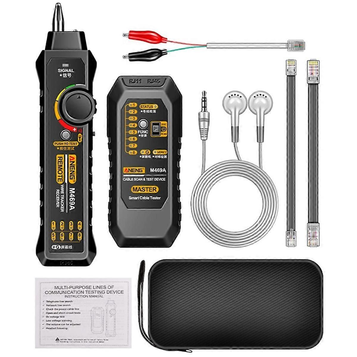 M469A Network Cable Finder RJ45 RJ11 LAN Finder Tester ,Black