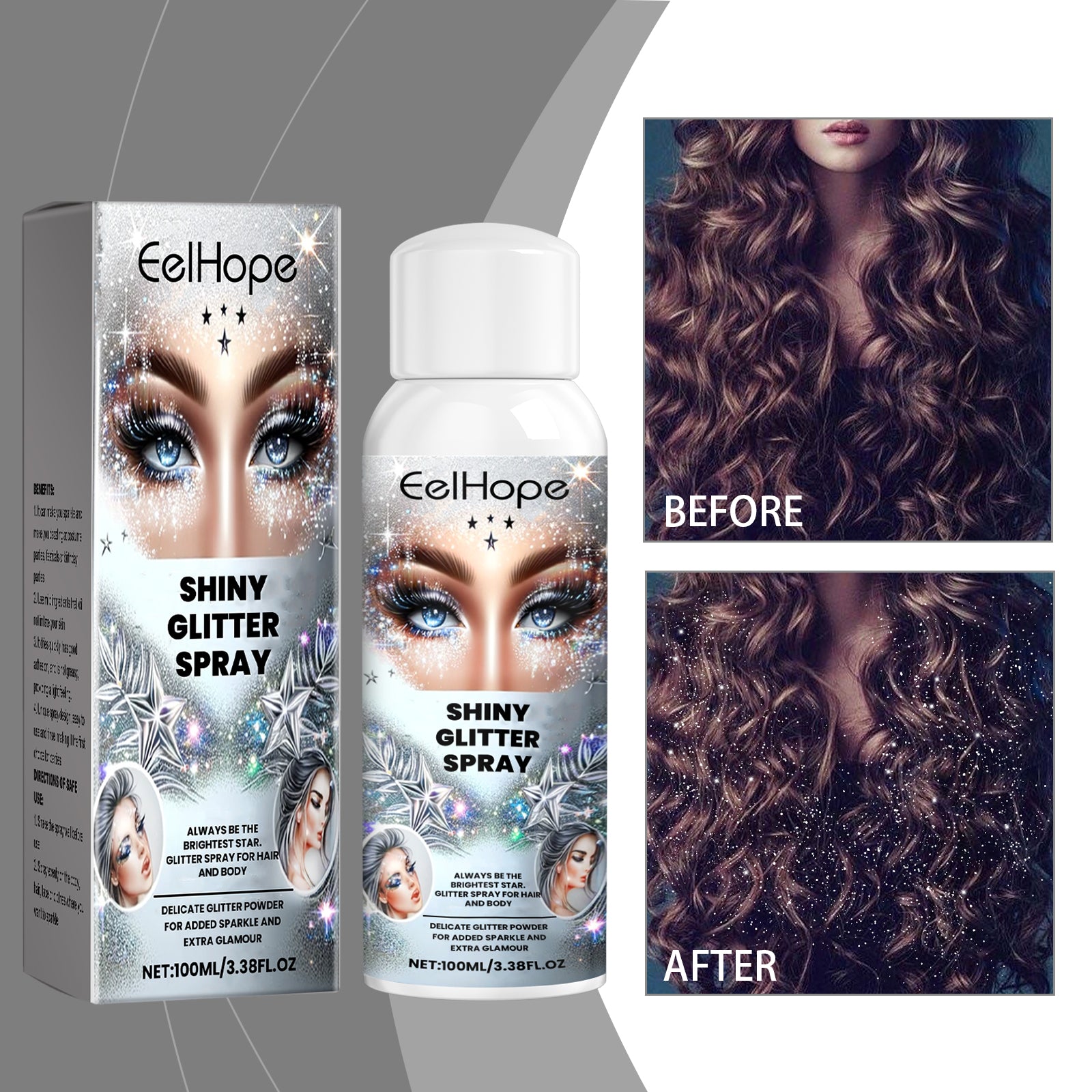 Body Highlight Glitter Spray, Sparkly Shimmer for Festivals, Parties, and Events ,100ml