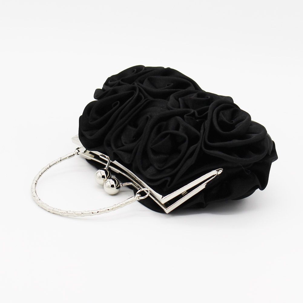 Woman Evening Bag Flower Satin Pouch Clutch Bag for Wedding Party