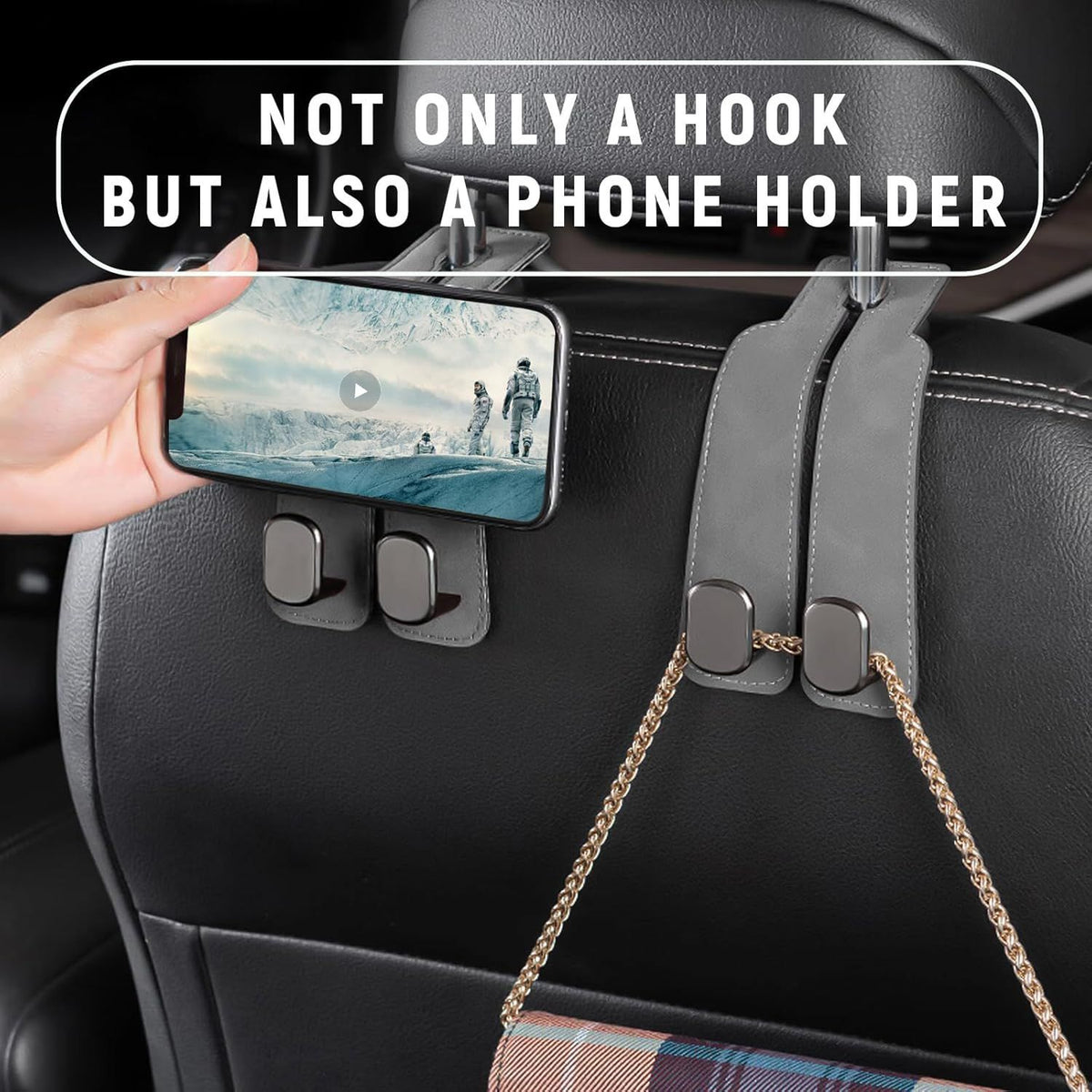 4PCS  Headrest Hooks for Car Seat Universal Bag Hanger Purse Holder Space Saving Organizer