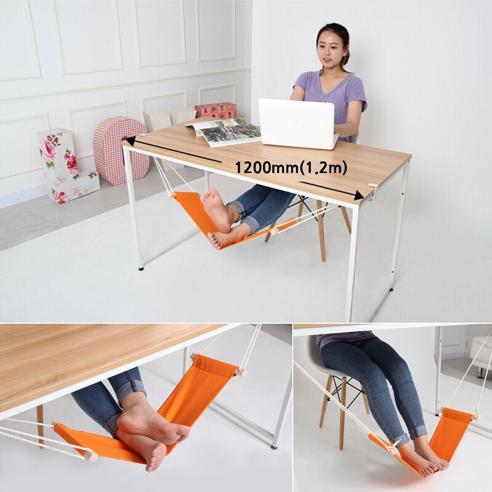 Mini Footrest Foot Hammock Under Desk With Canvas Fabric Best For Work Or Rest