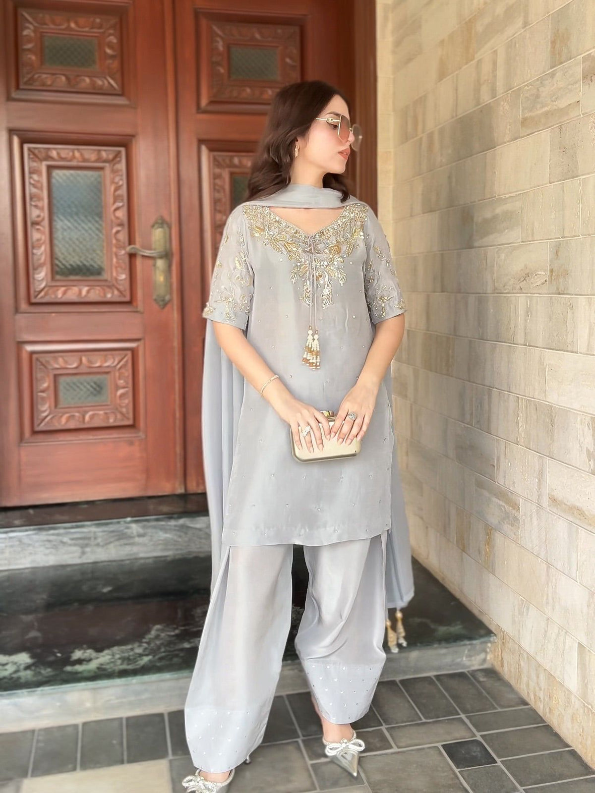 Fab Zone Designer Party Wear Look Top-Plazzo With Dupatta