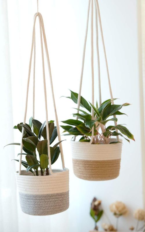 Jute Rope Woven Indoor Plant Hanging Holder For Decor