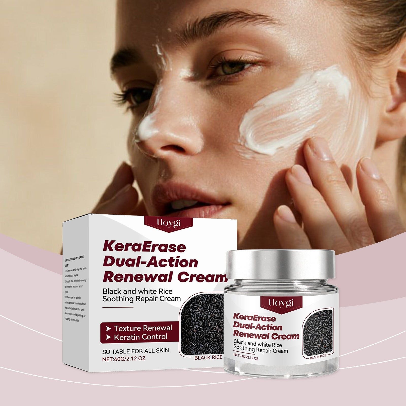 Black and White Rice Facial Care Cream, Moisturizes, Nourishes, Removes Warts ,60g