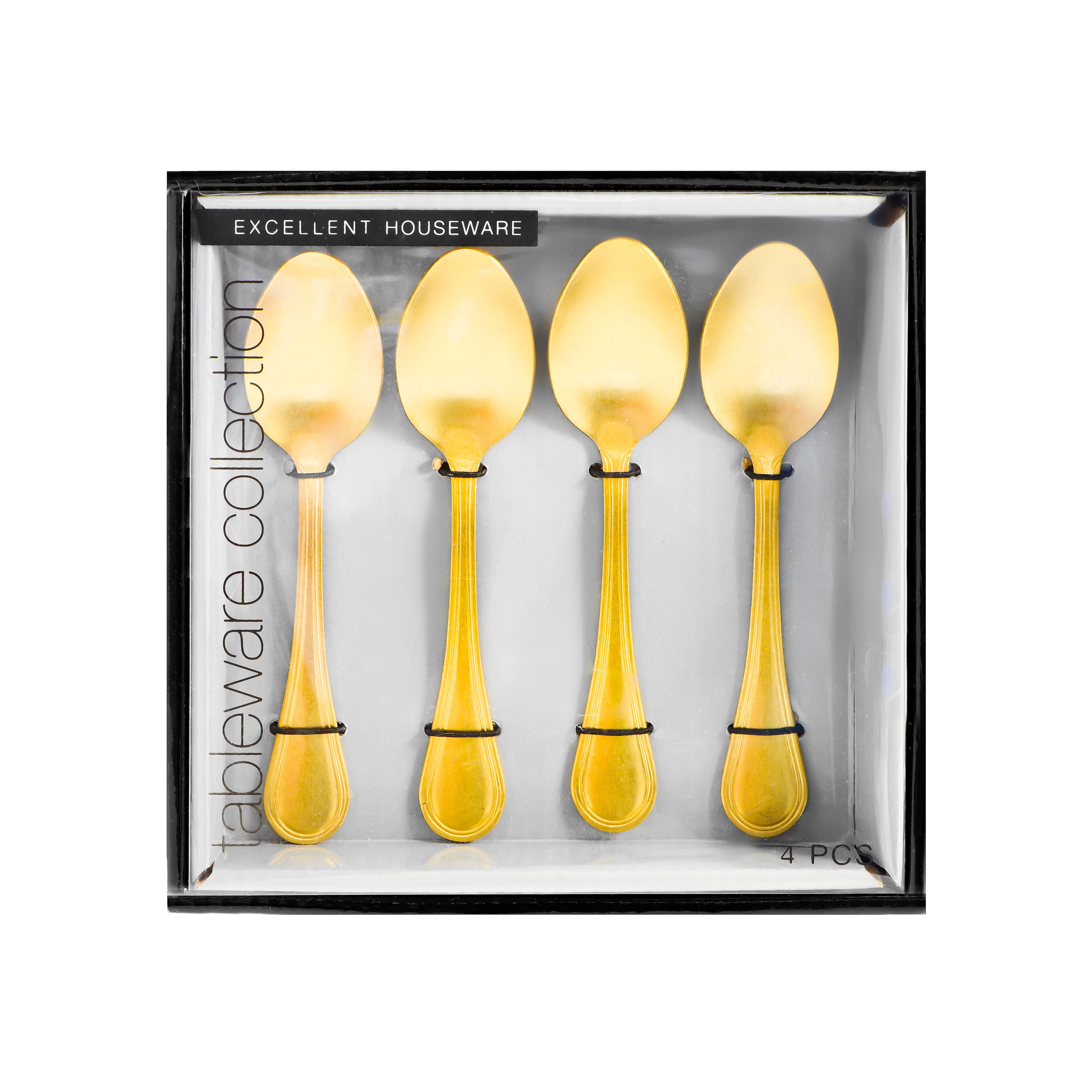 Excellent Houseware Teaspoons, Matte Gold, 4-Piece Set