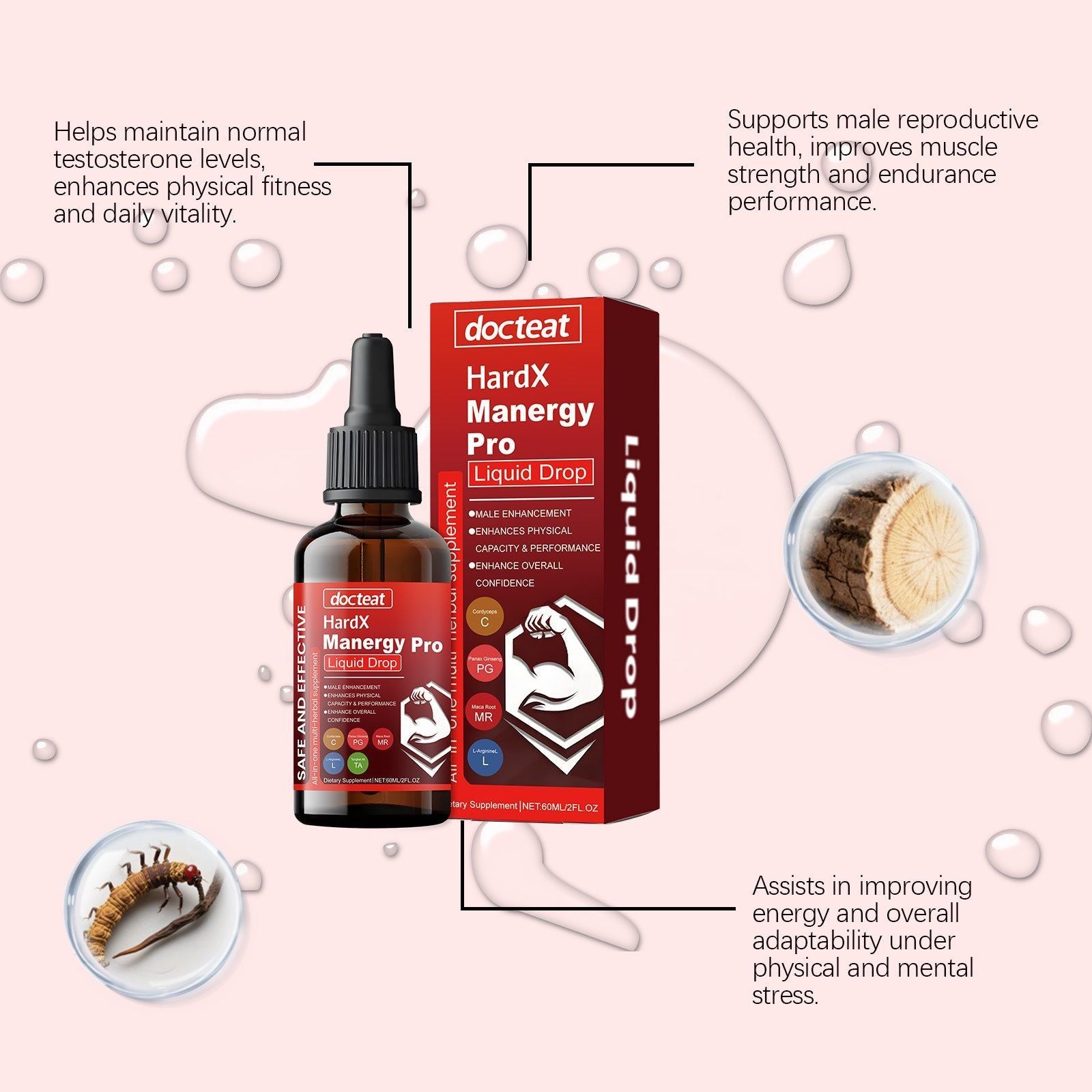 Boost Male Energy and Endurance with Natural Body Care Support Drops ,60ml