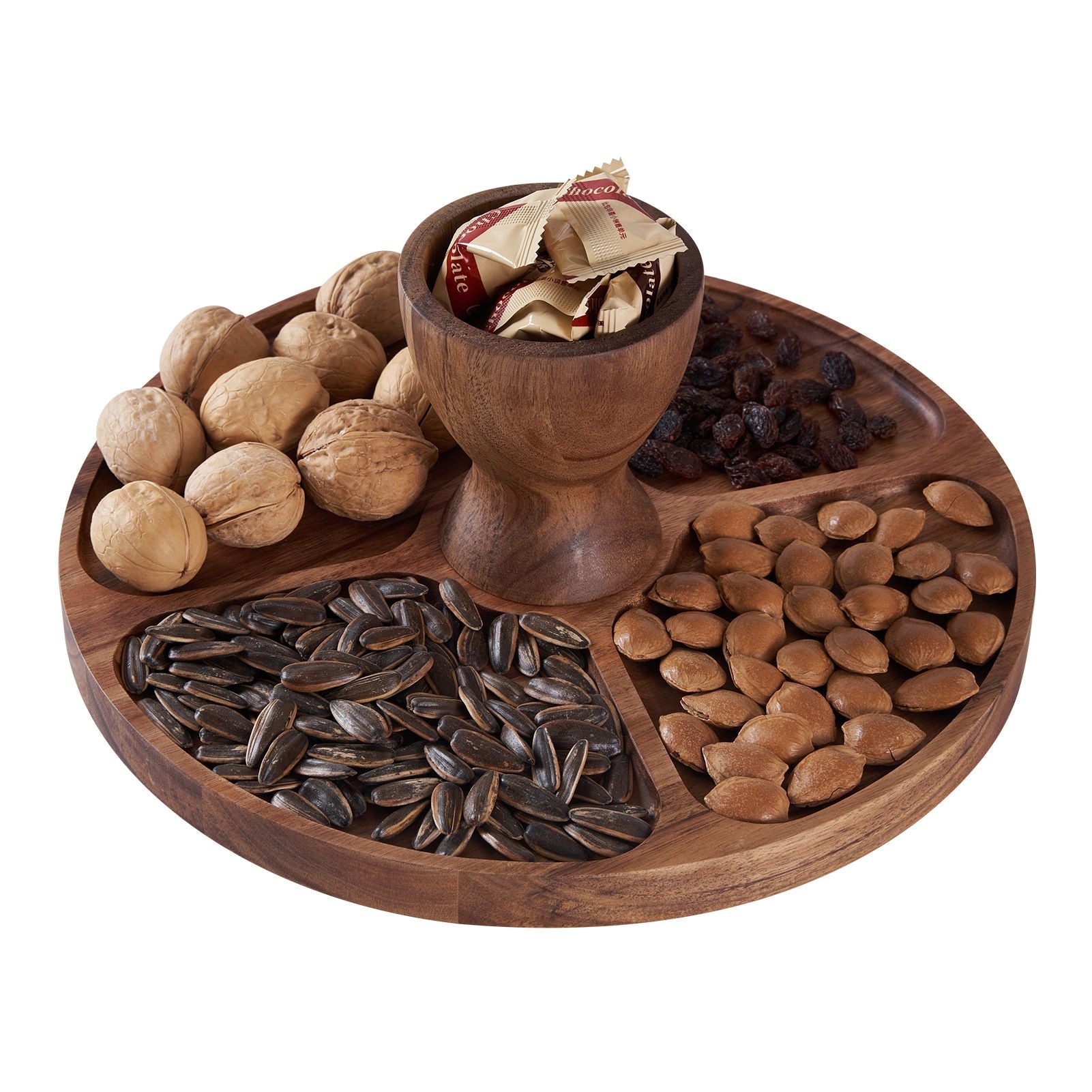 Cake Stand with Acrylic Lid Solid Wood Fruit Snack Tray Wooden High Foot Cake Plate