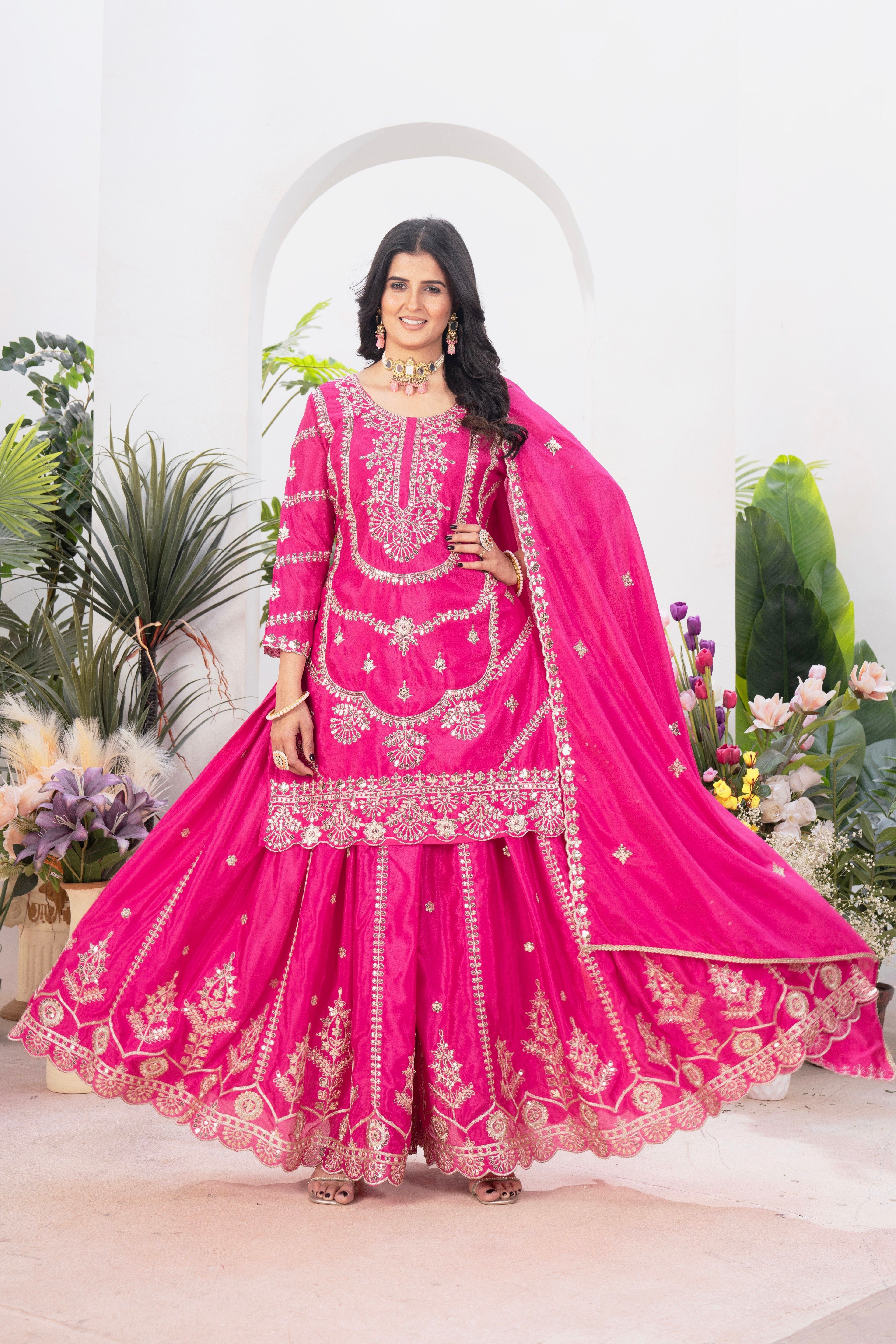 Party Wear Beautiful Top Plazzo And Fancy Dupatta