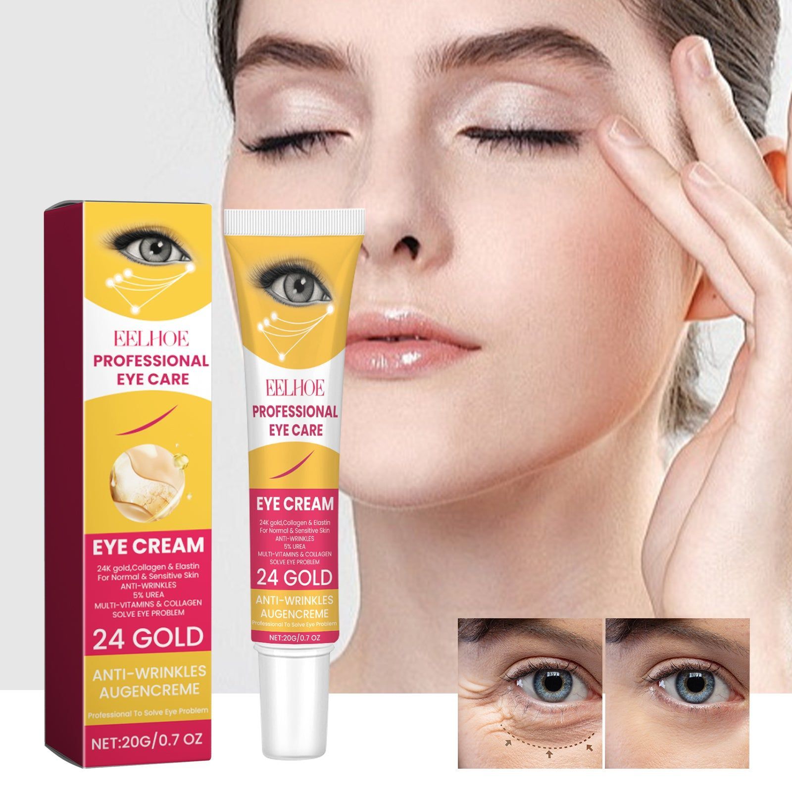 Eye Cream for Firming Skin, Reduce Wrinkles, Brighten & Moisturize, Anti Aging ,20g
