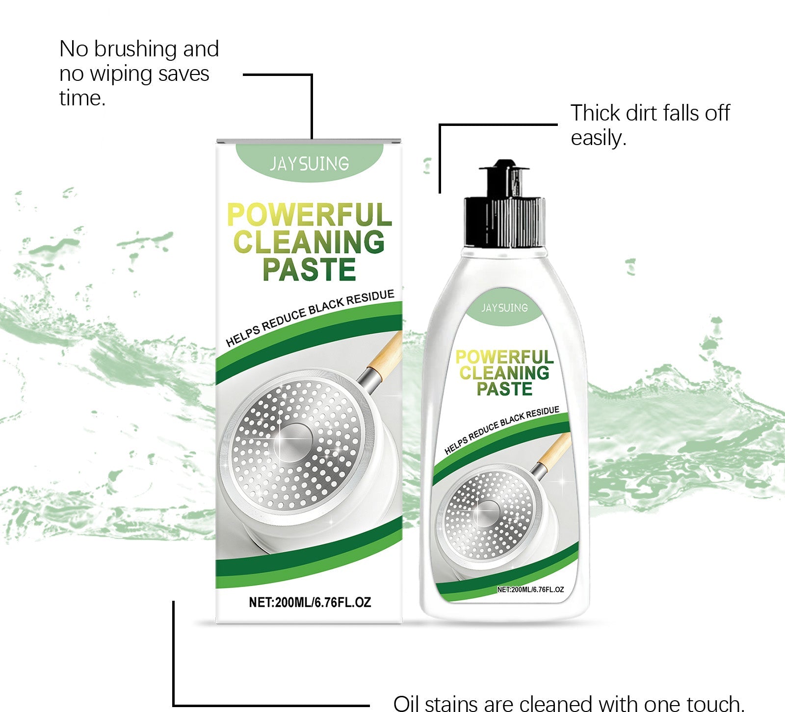 Cookware Cleaning Supplies, Stubborn Stain Remover, Grease Dissolver, Eco-Friendly, Powerful Kitchen Cleaner ,200ml