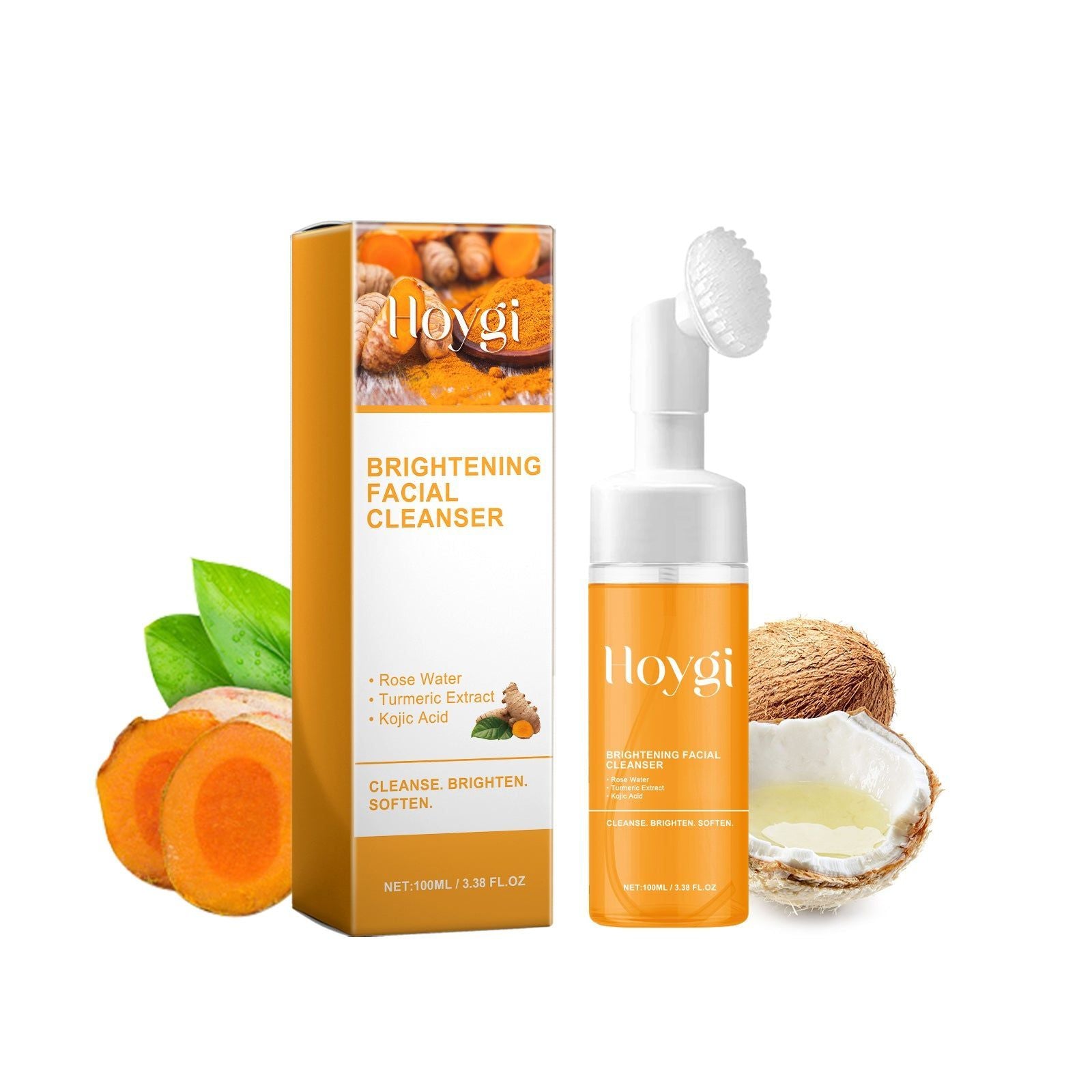 Brightening Turmeric Facial Cleanser for Deep Pore Cleansing, Acne Mark Fade, Moisturizing, Youthful Skin ,100ml