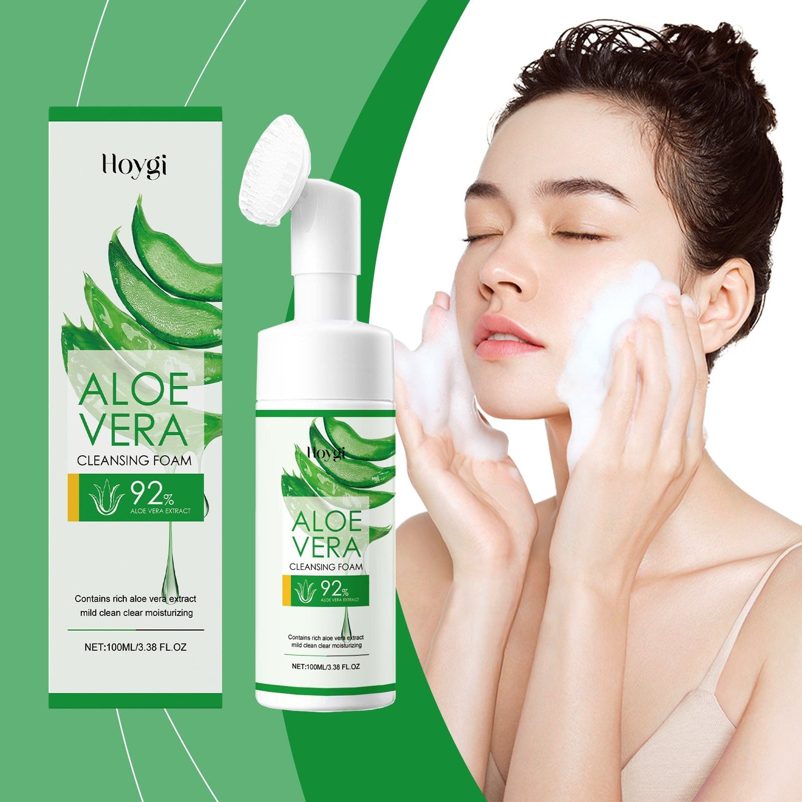 Aloe Vera Facial Cleansing Foam, Gentle Hydrating Oil Control, Brightening, Pore Purifying ,100ml