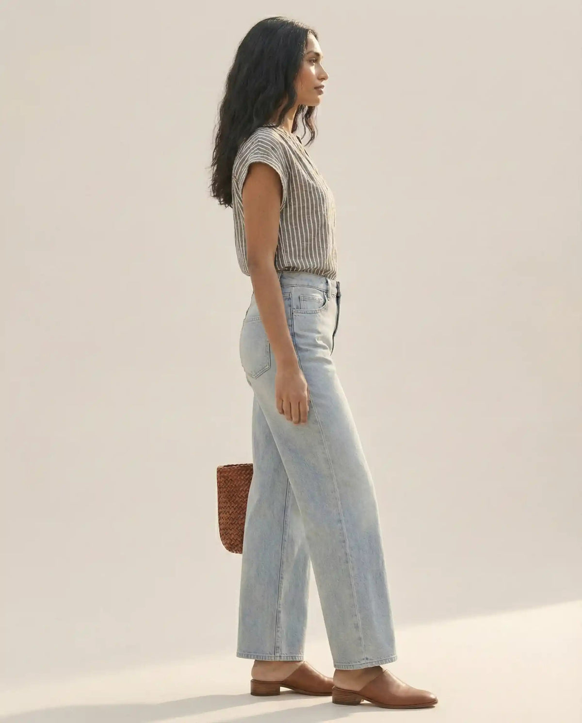 Jones new York Sleeveless T Shirt Stripped Grey/Coral White