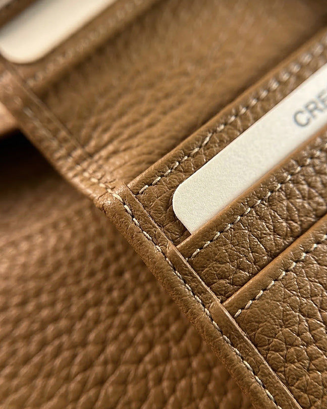 Clarea beige leather texture wallet 19x10cm