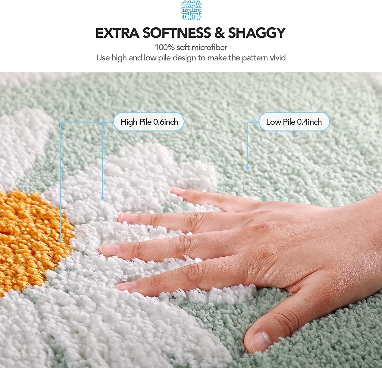 AIESY® Micro-Poly Shaggy Leaf Shape Multi-Purpose Door Mat for Home