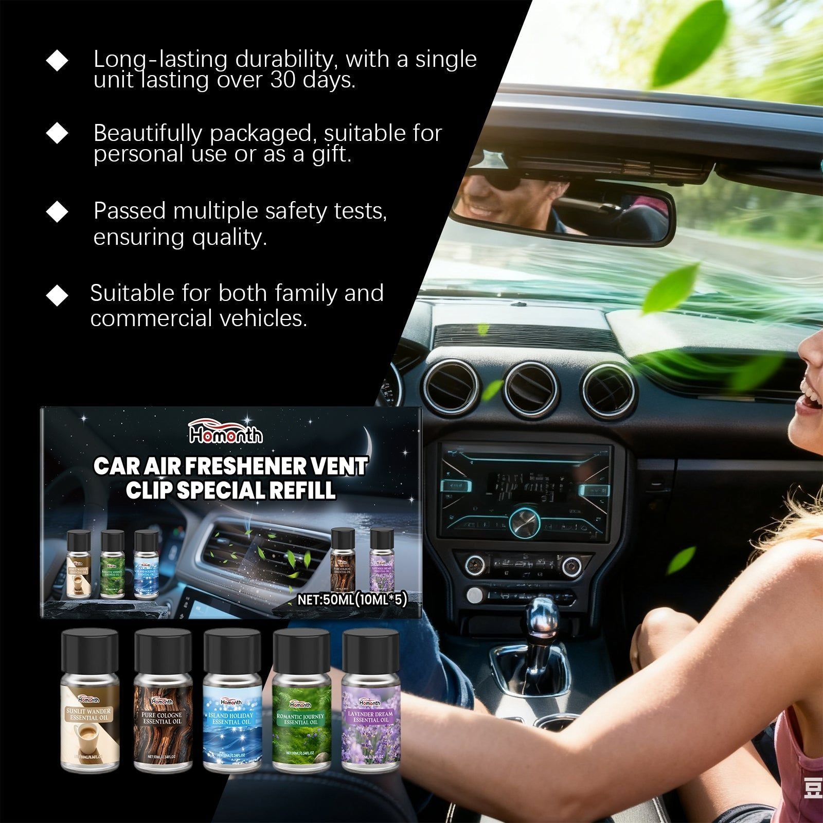 Car Air Freshener Set, Natural Fresh Air, Long-lasting Fragrance, Odor Eliminator ,1 set