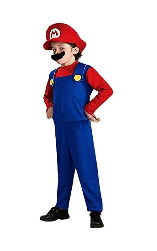 Super Mario Costume Halloween Luigi Brothers Plumber Jumpsuit Cosplay Suit For Adult Kids