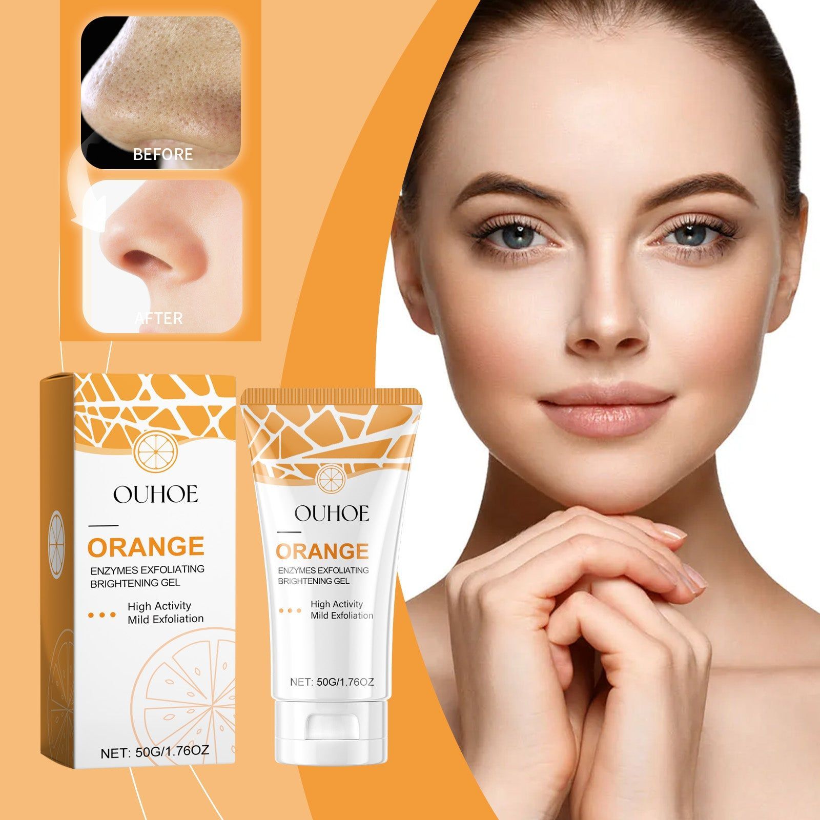 Brightening Enzymes Exfoliating Gel, Reduce Blackheads, Clear Pores, Glow Skin ,50g