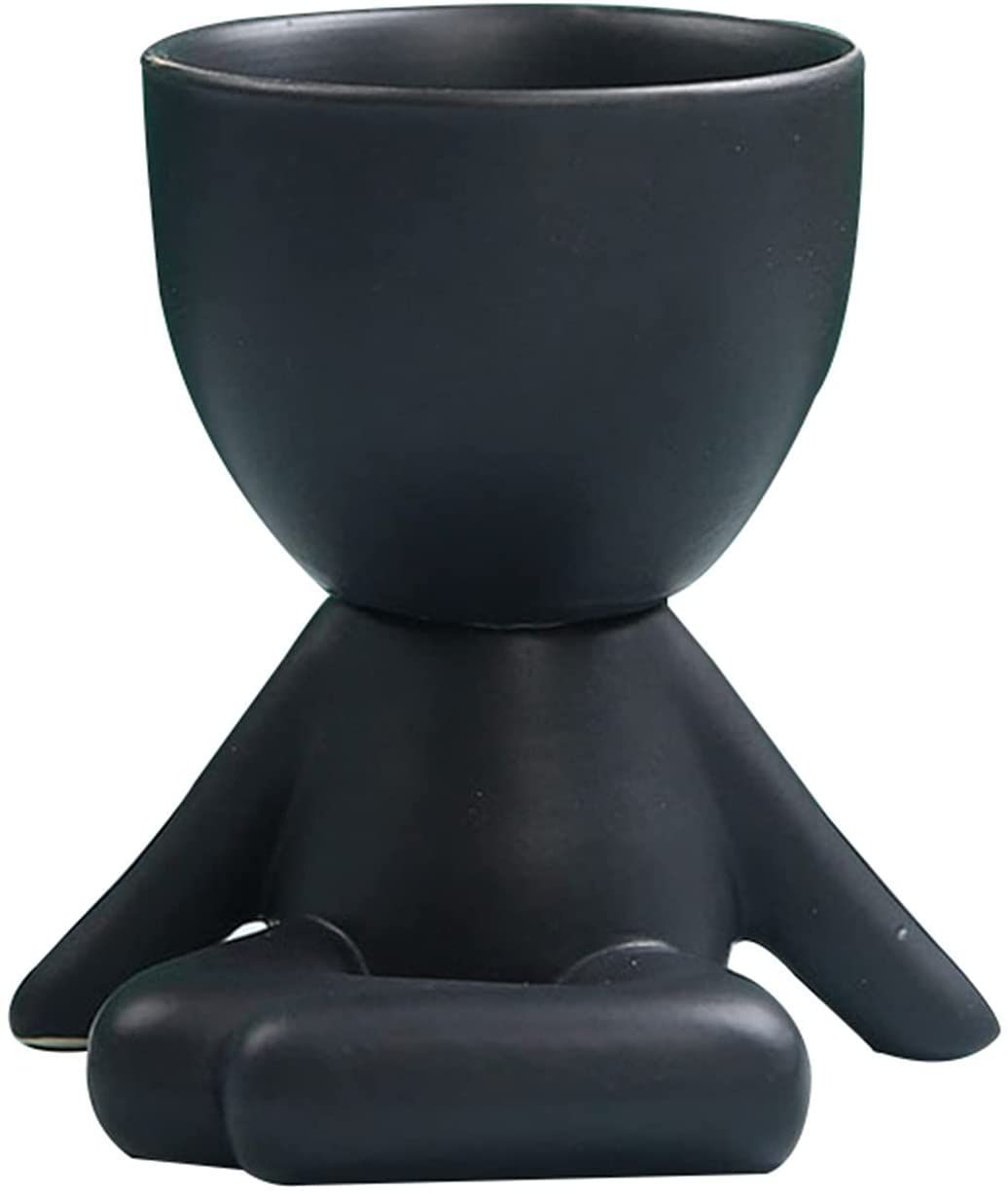 Mini-family Flowerpot Human Being Shape Ceramic Desktop Planter Container For Succulents