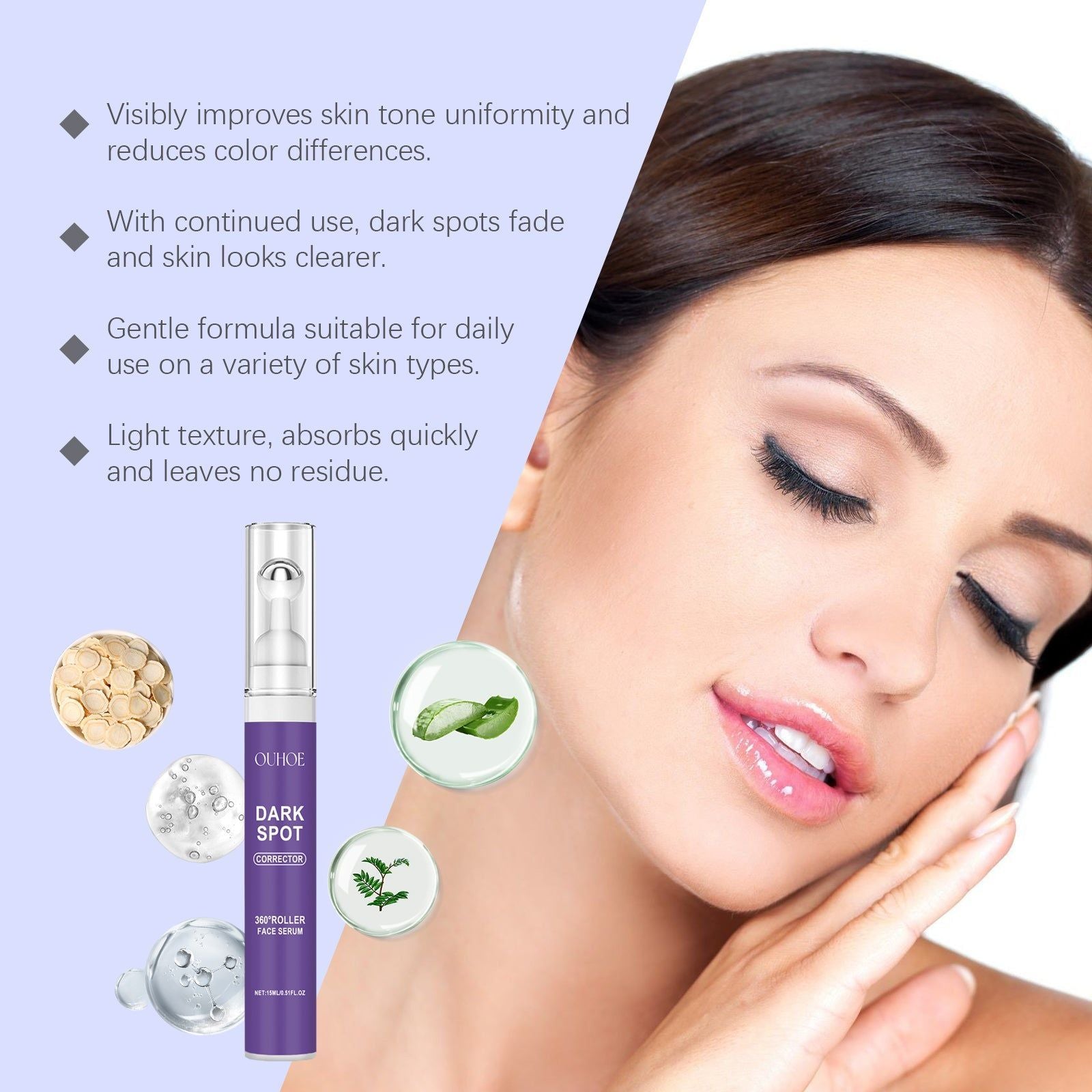 Brightening Face Serum for Dull Skin, Hydrating, Anti-Aging, Natural Glow ,15ml