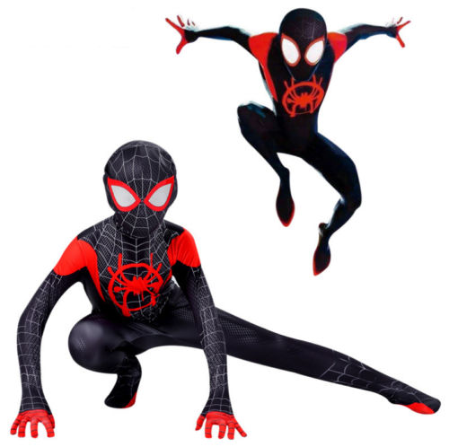 Kids Miles Morales Costume Spiderman Cosplay Jumpsuit Halloween Cosplay Suit