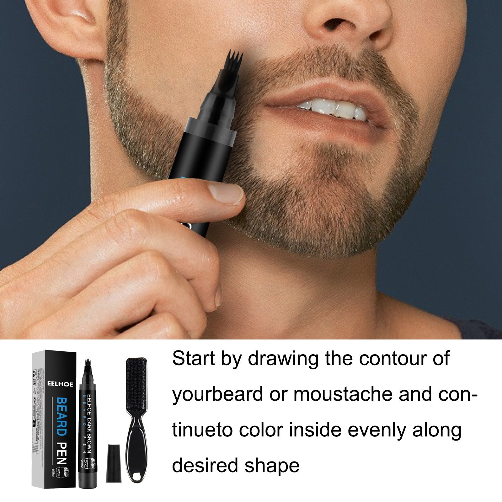 Beard Filler Pen Kit, Waterproof, Natural, Easy to Use, Perfect for a Dense, Stylish Beard ,1set
