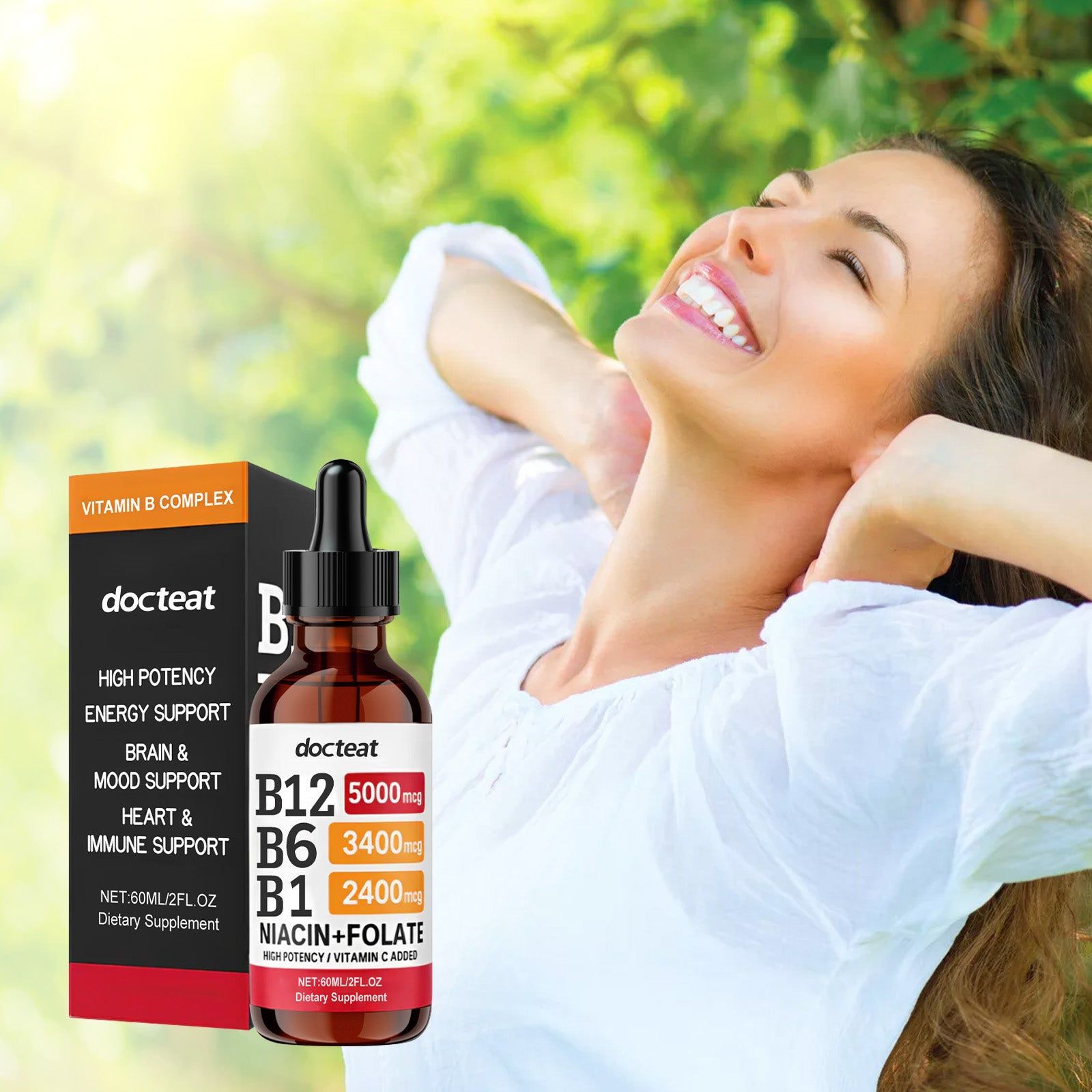 Boost Energy and Brain Health with Vitamin B Drops, Daily Essential Nutrients for Body Care ,60ml