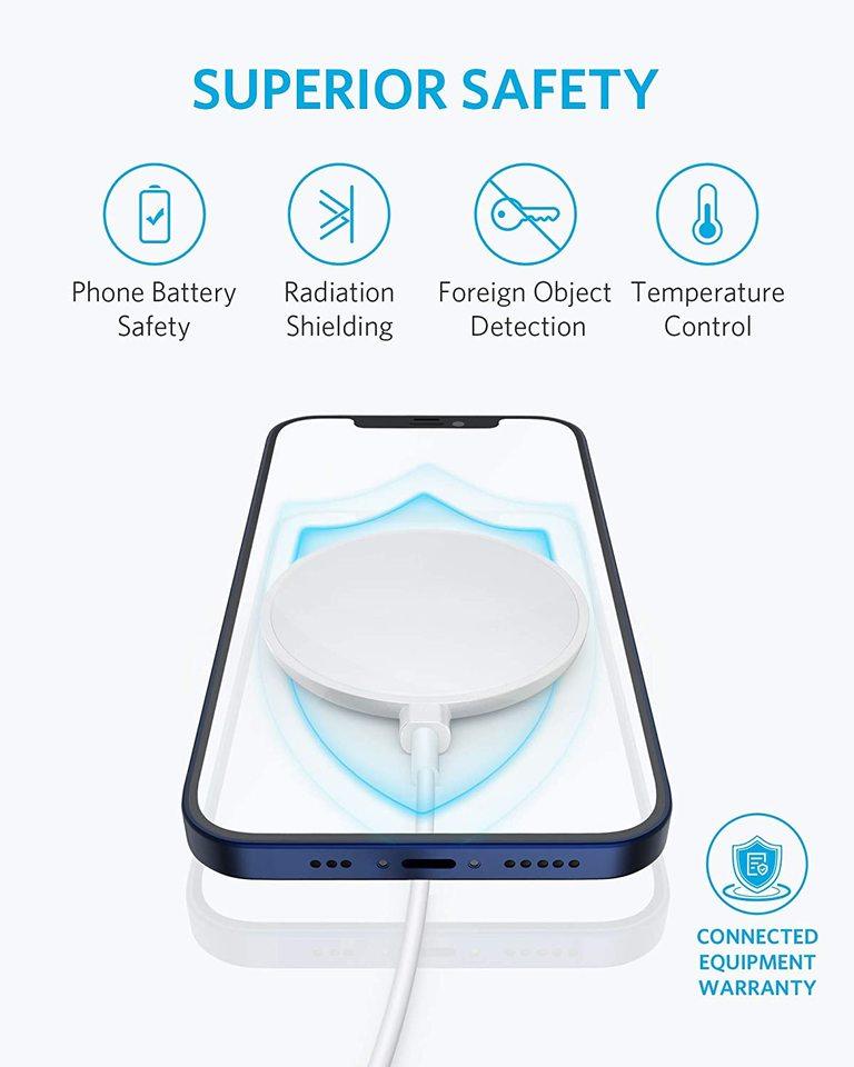 Anker PowerWave Select+ Magnetic Wireless Charging Pad, Silver