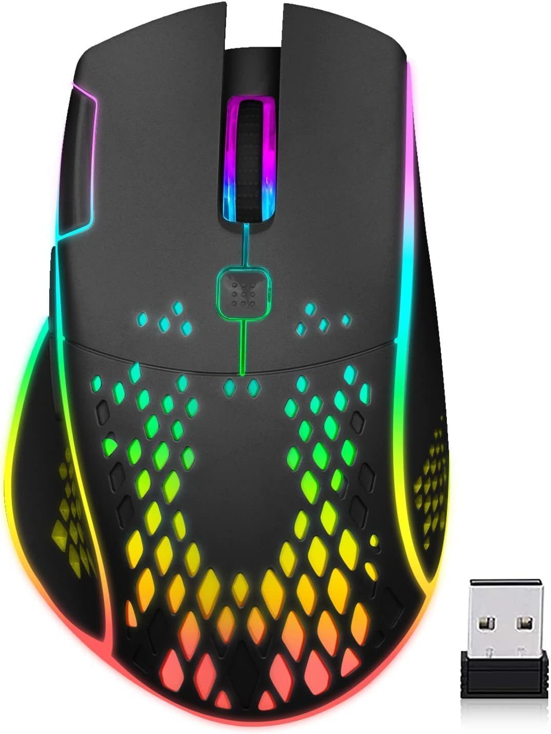 Wireless Gaming Mouse Silent Click Rechargeable Gaming Mouse with Dual Click Button