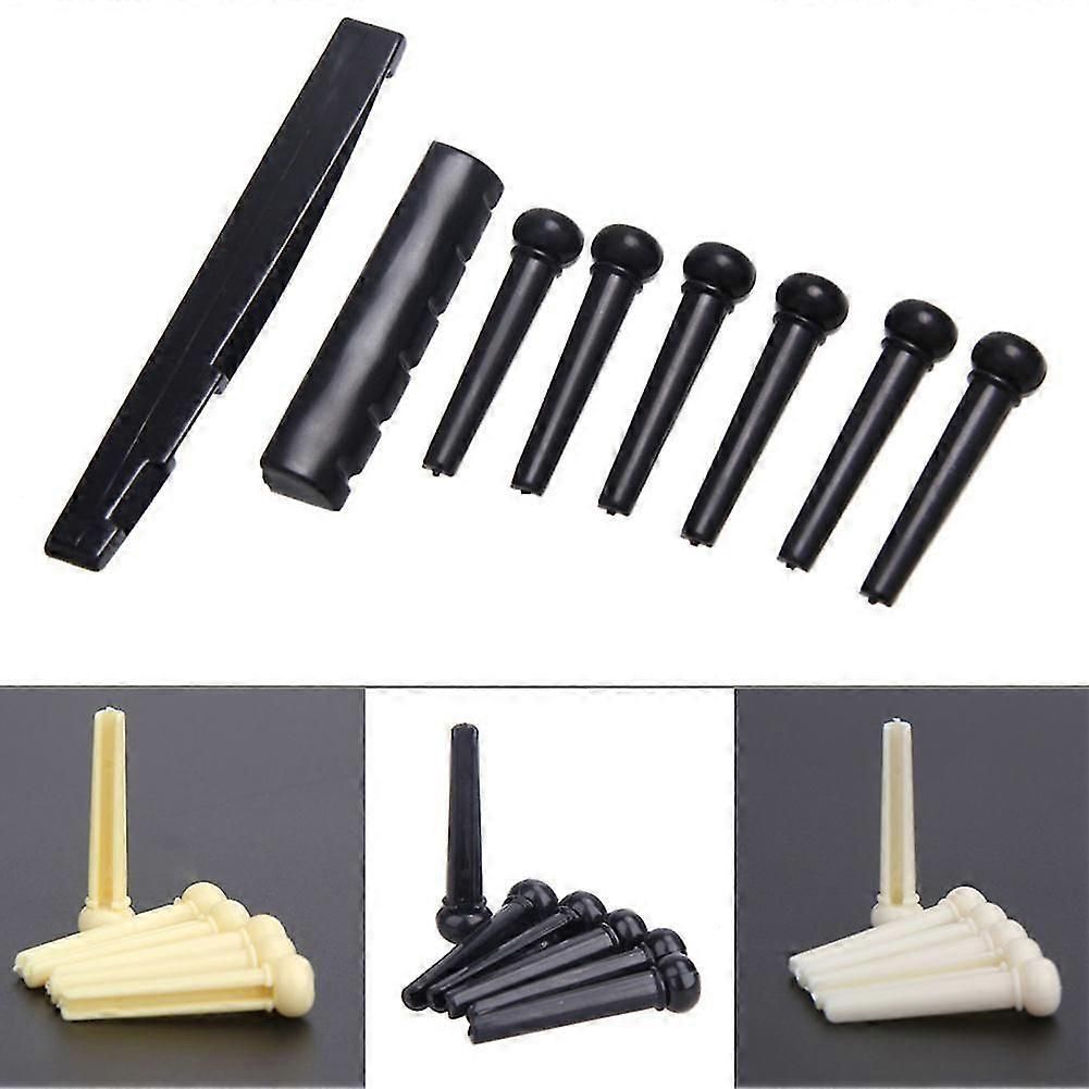 Durable 6-string Acoustic Guitar Bridge Saddle Nut With 6 Pcs Bridge Pins Set