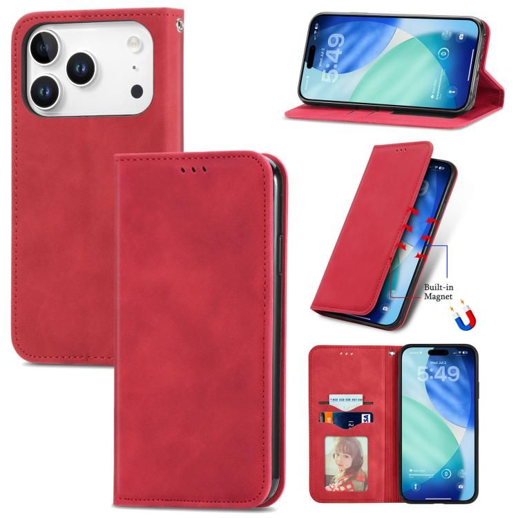 For iPhone 18 Pro Max / iPhone 17 Pro Max Retro Skin Feel Magnetic Flip Leather Phone Case