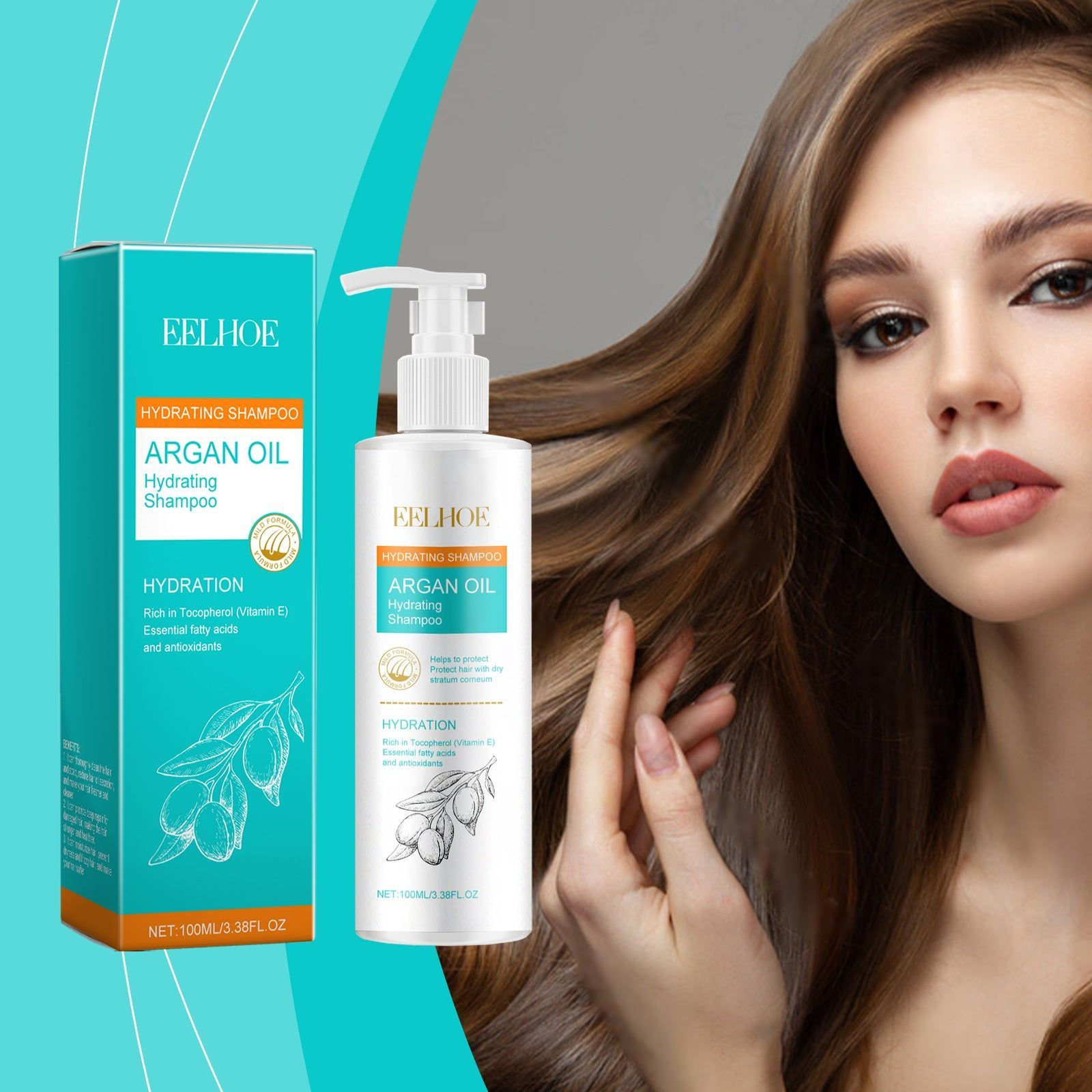 Argan Oil Hair Care Shampoo for Dry Hair, Moisturizing, Repair, Oil Control, Stronger Roots ,100ml