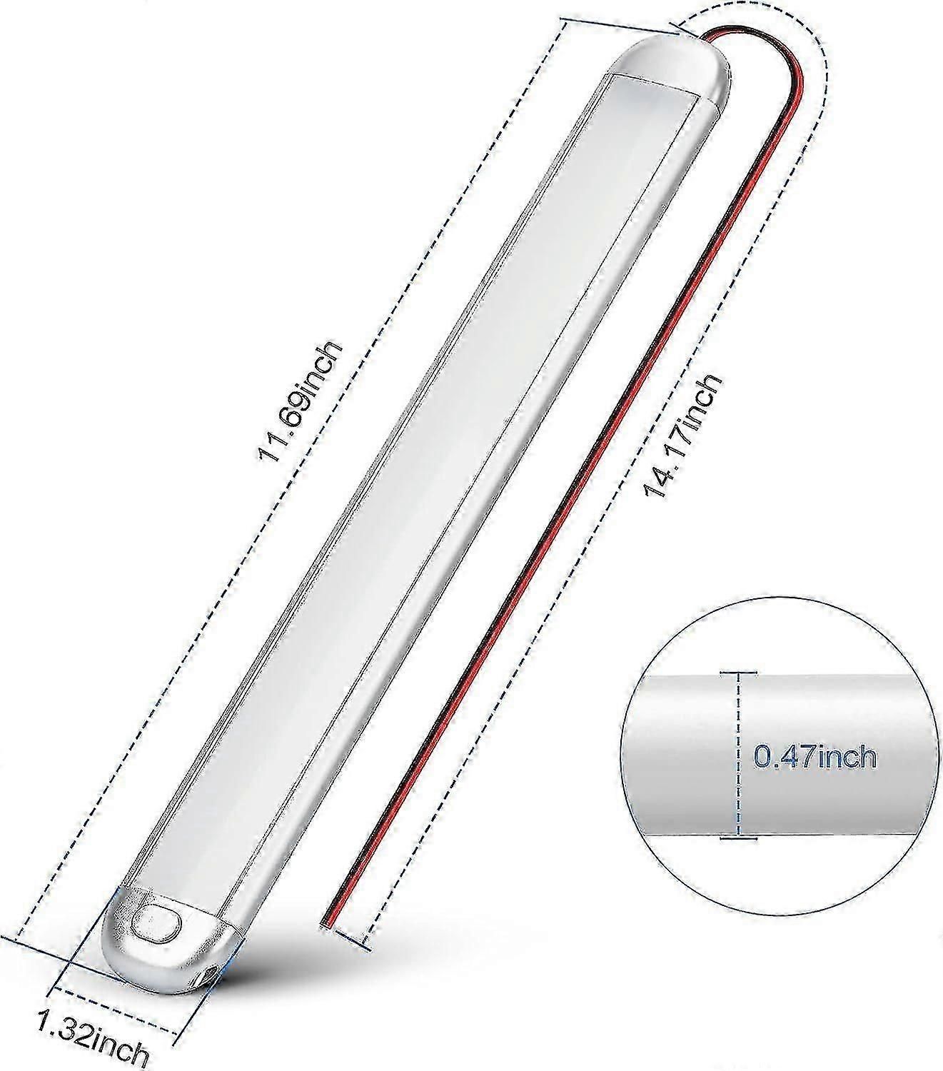 12V LED Strip Lights for Caravan Campervan - 2pcs 6000K Natural White Interior Lighting with On/Off Switch