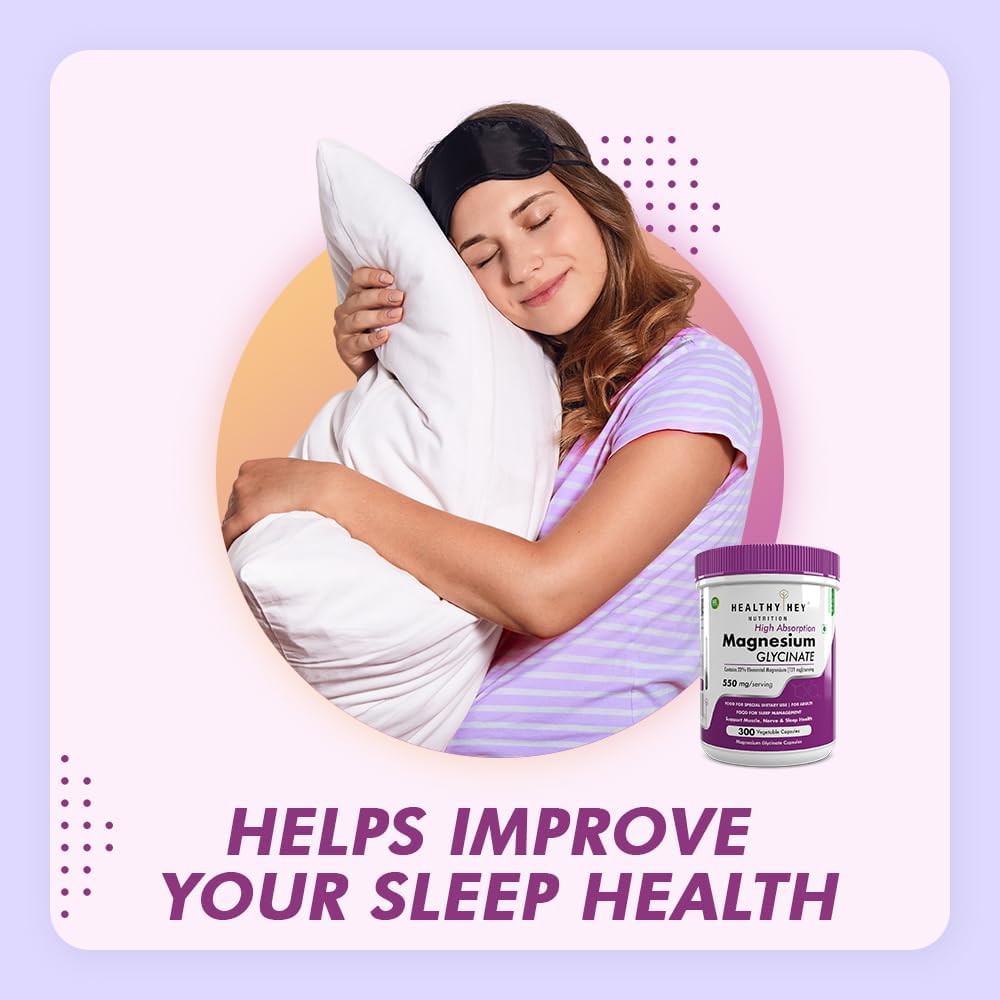 HealthyHey Nutrition High absorption magnesium glycinate 550 mg 300 vegatable capsules