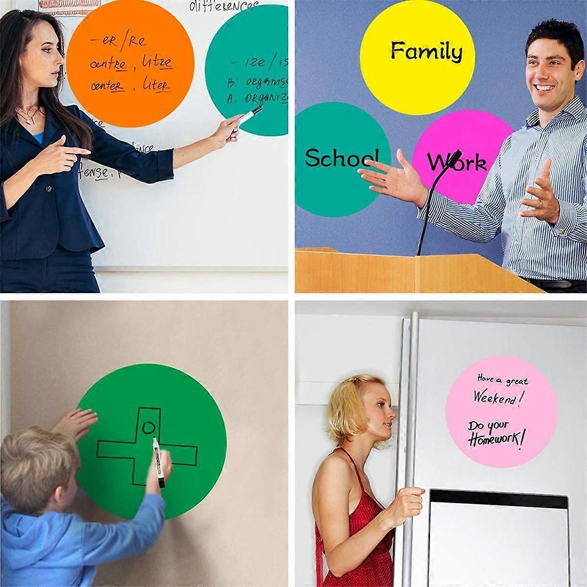 12Pcs Dry Erase Vinyl Circle Stickers Set for Classroom Desks