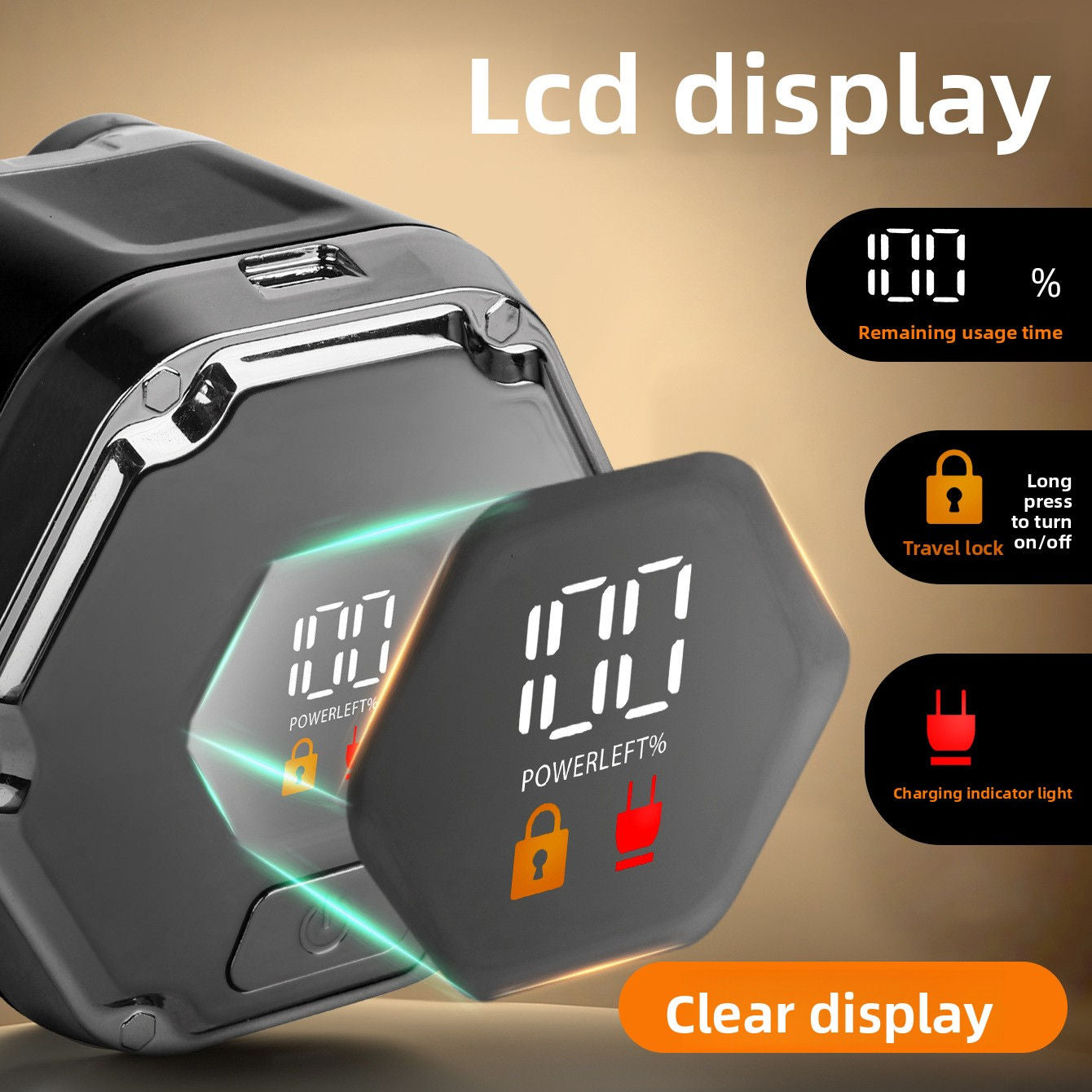 7-Blade Magnetic Electric Shaver with LED Display and USB Charging