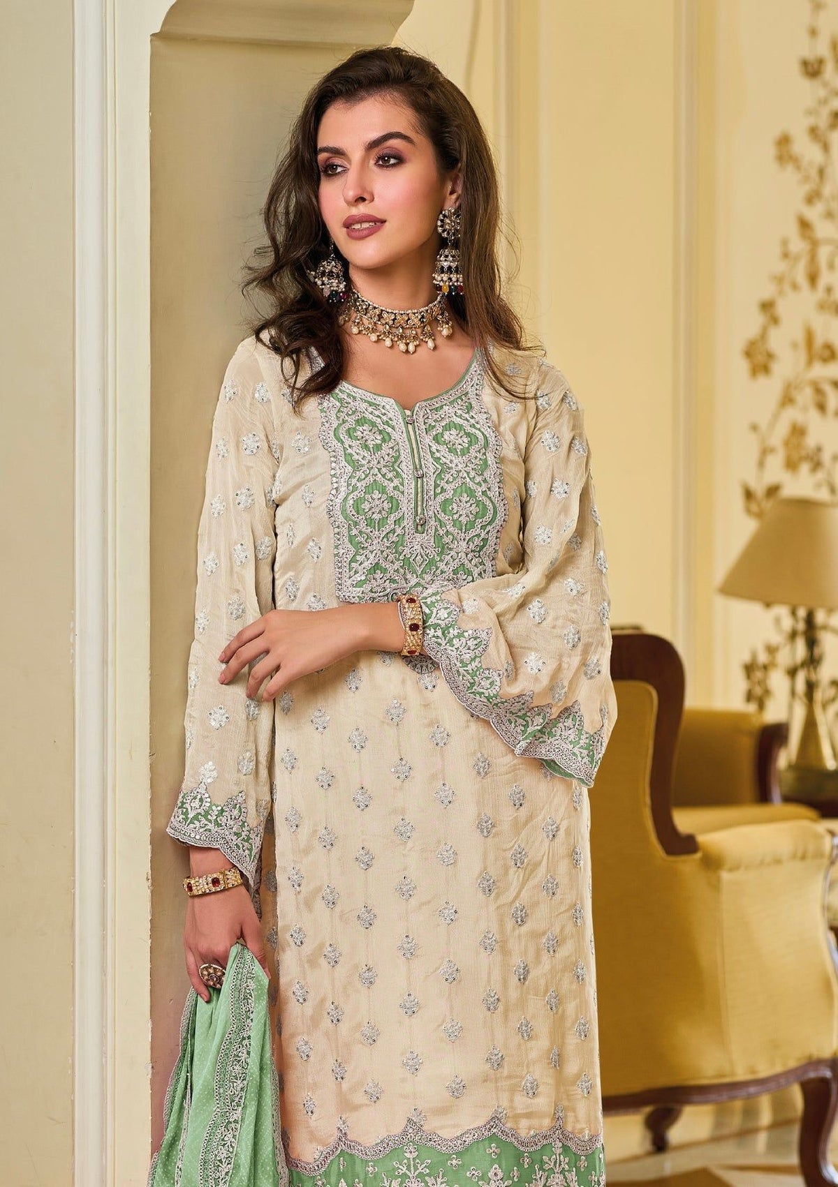Fab Zone Women's Kurti With Plazzo And Embroidered Dupatta