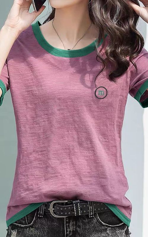 Bamboo Fiber Cotton Loose Embroidered Short Sleeve T Shirt For Women