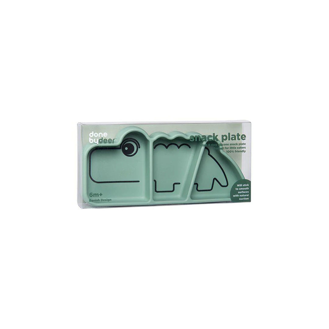 Done By Deer Silicone Stick&Stay Snack Plate Croco Green