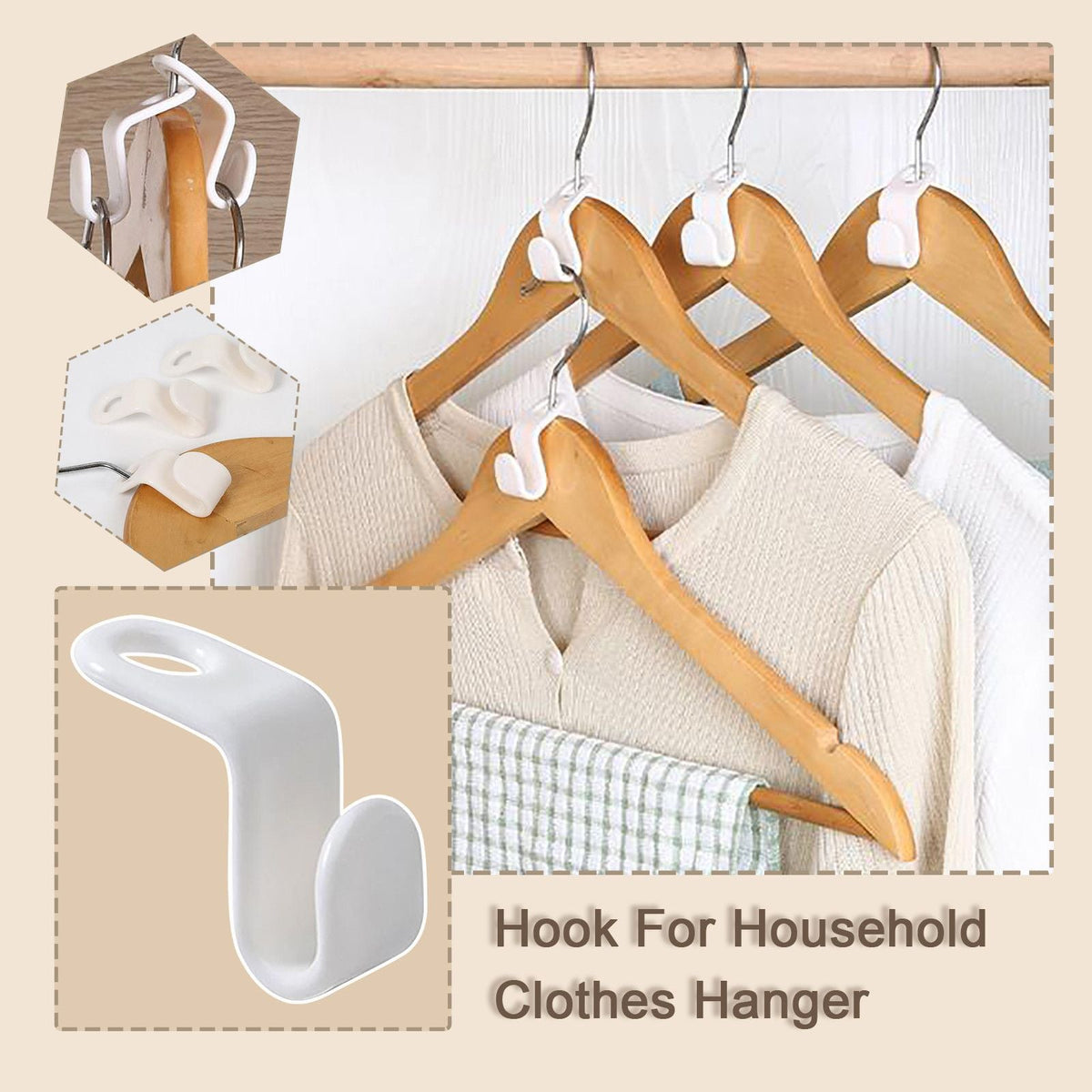 50pcs Home Hanger Connection Hook Plastic Stackable Link Buckle Hook For Clothes Closet