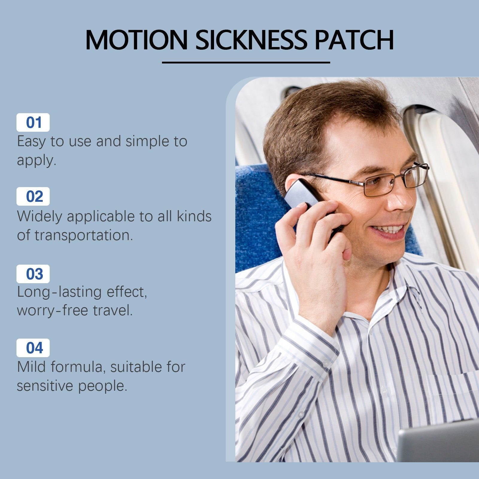 Motion Sickness Stickers, Travel Body Care, Nausea Relief, Portable Behind Ear Patch ,40patches