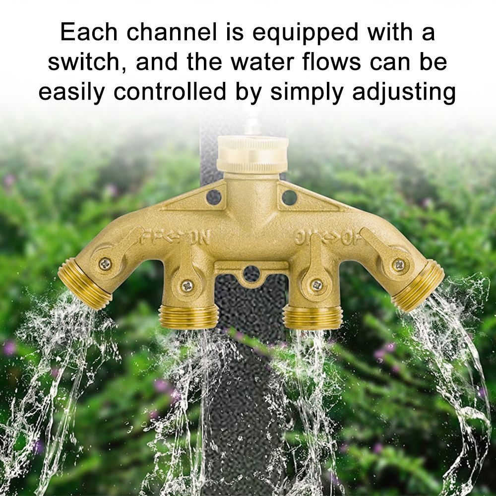 Garden Brass Hose Splitters 4 Way Tap Hose Connectors Water Distributor Switch Valves