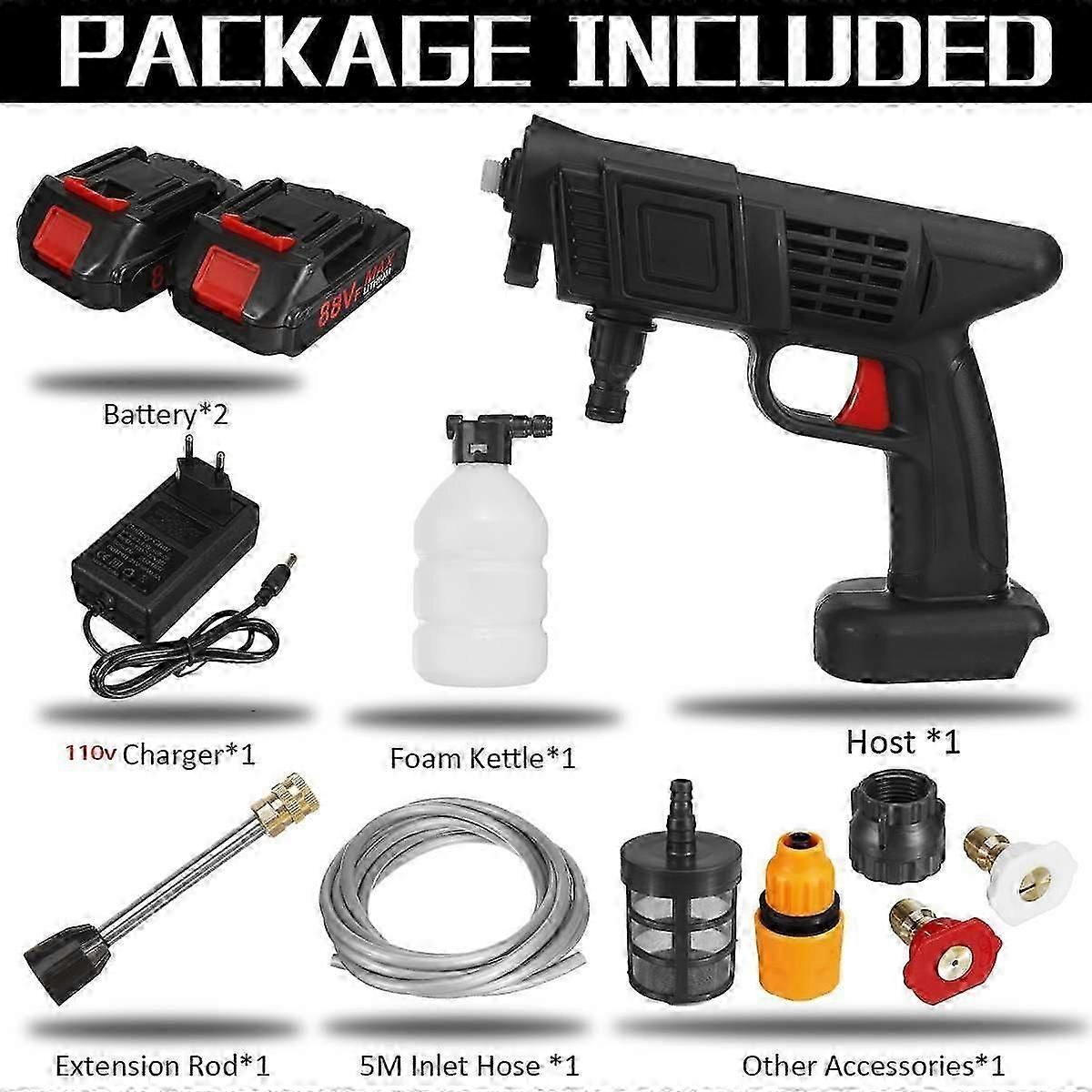60 Bar 1500W Cordless High Pressure Car Washer Electric Water Foam