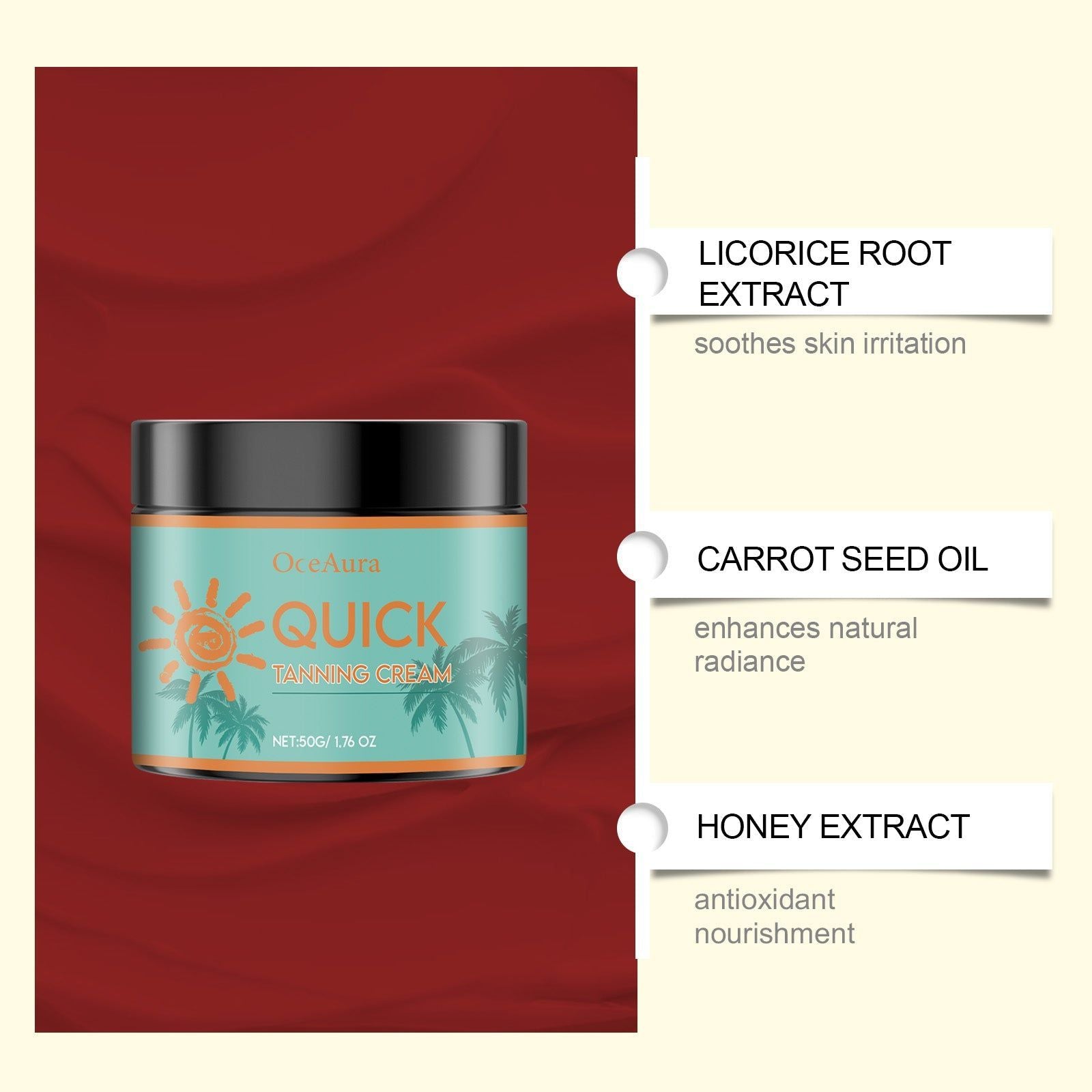 Black Aid Series Tanning Moisturizer, Sunless Body Cream, Hydrating, Non-Greasy ,50g