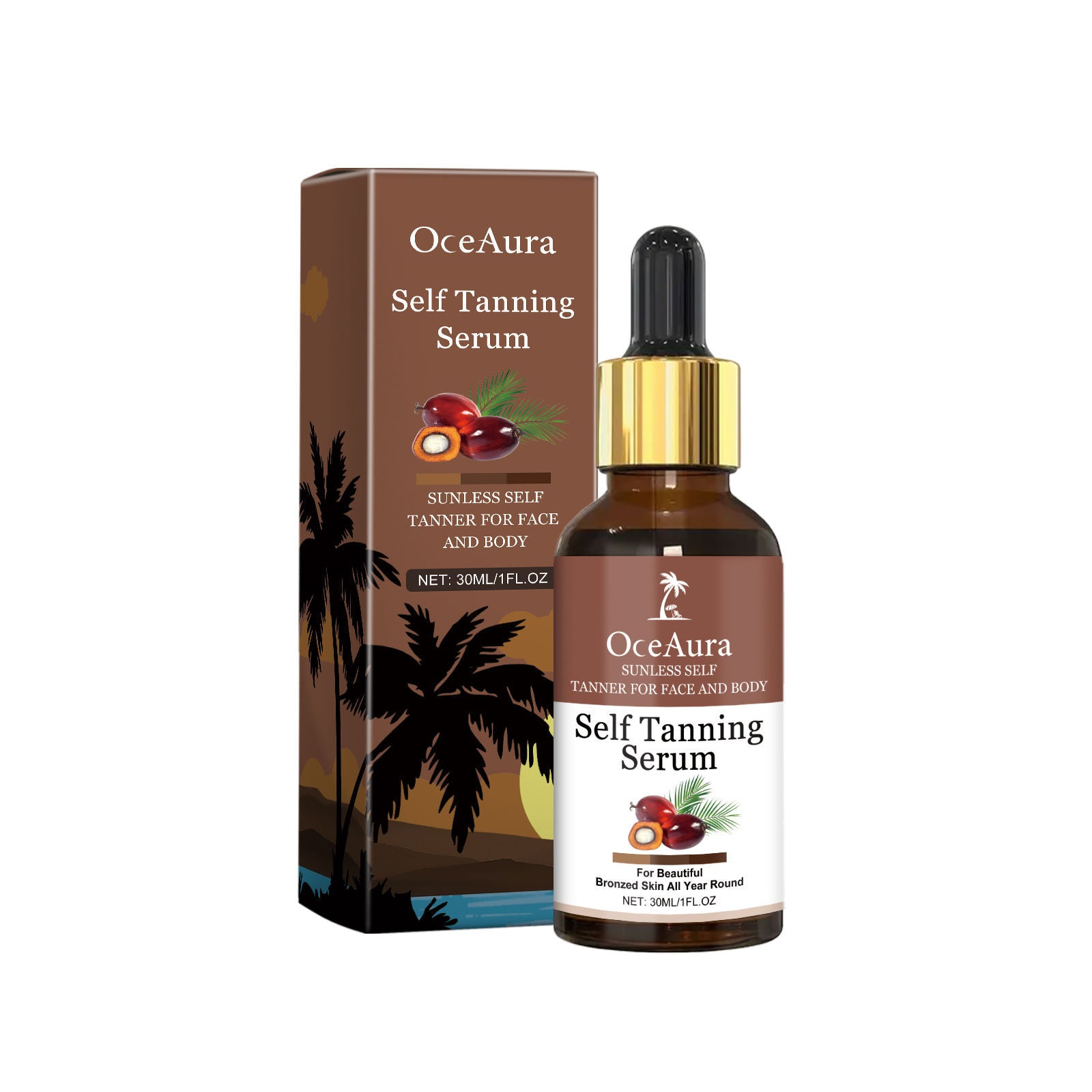 Black Aid Series Brightening Tanning Essence, Natural Sunless Glow, Moisturizing Black Serum ,30ml
