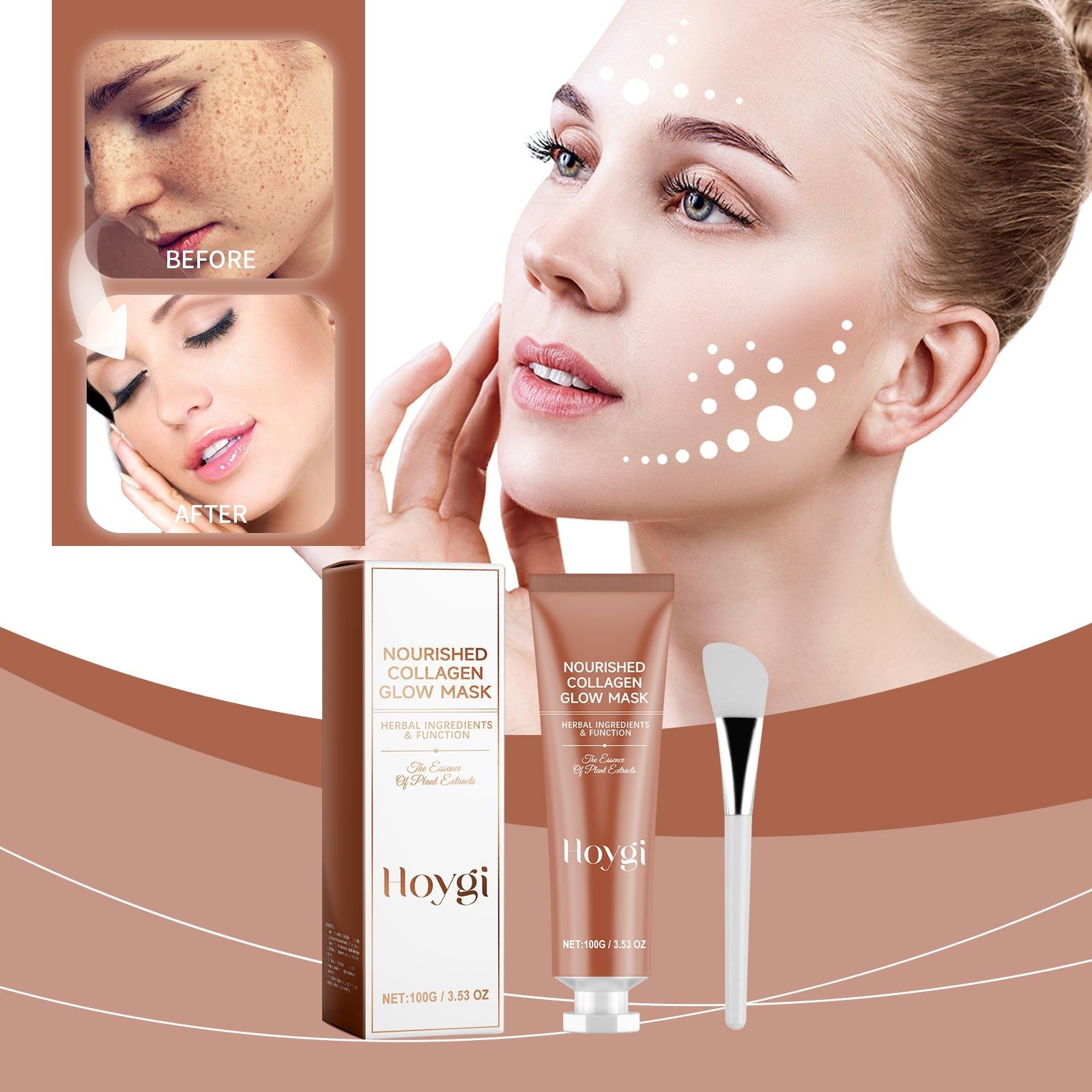 Collagen Peel-Off Mask for Brightening, Hydrating, Lighten Skin Tone, Soft & Smooth ,1set