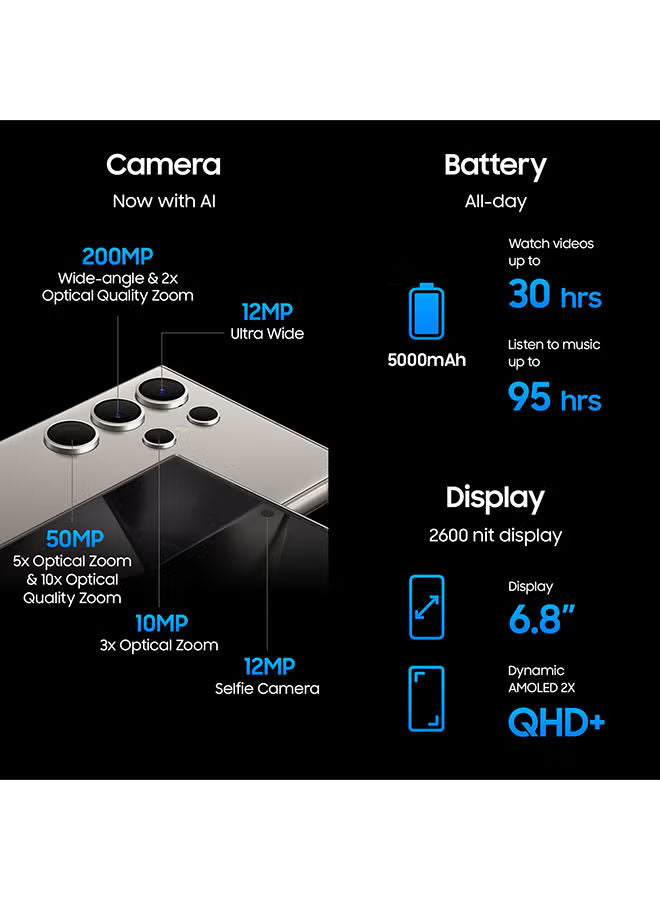 Galaxy S24 Ultra 5G Dual SIM Titanium Gray 12GB RAM 256GB - Middle East Version