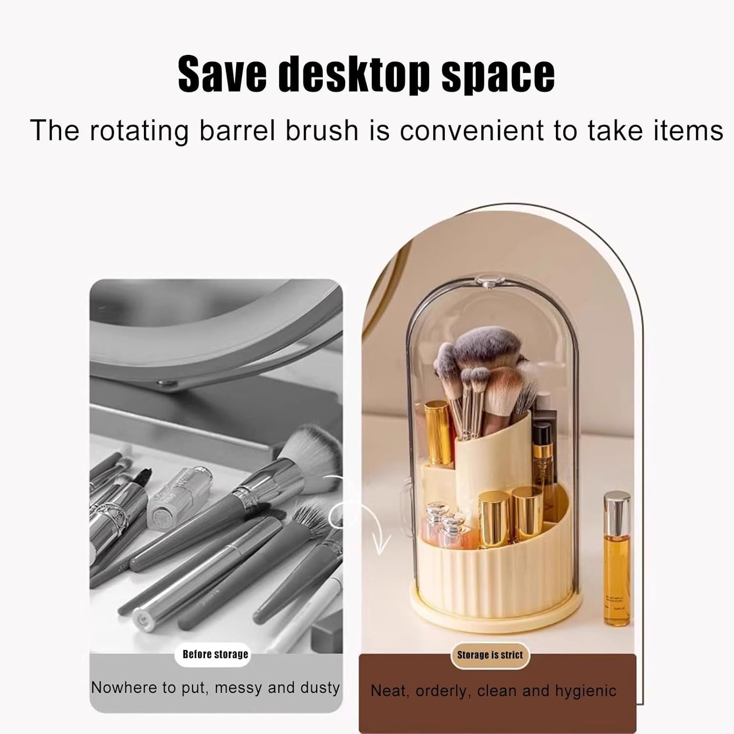 Make Up Brush Holder Organizer Lipstick Storage Box 360 Degree Rotation Dustproof Containers